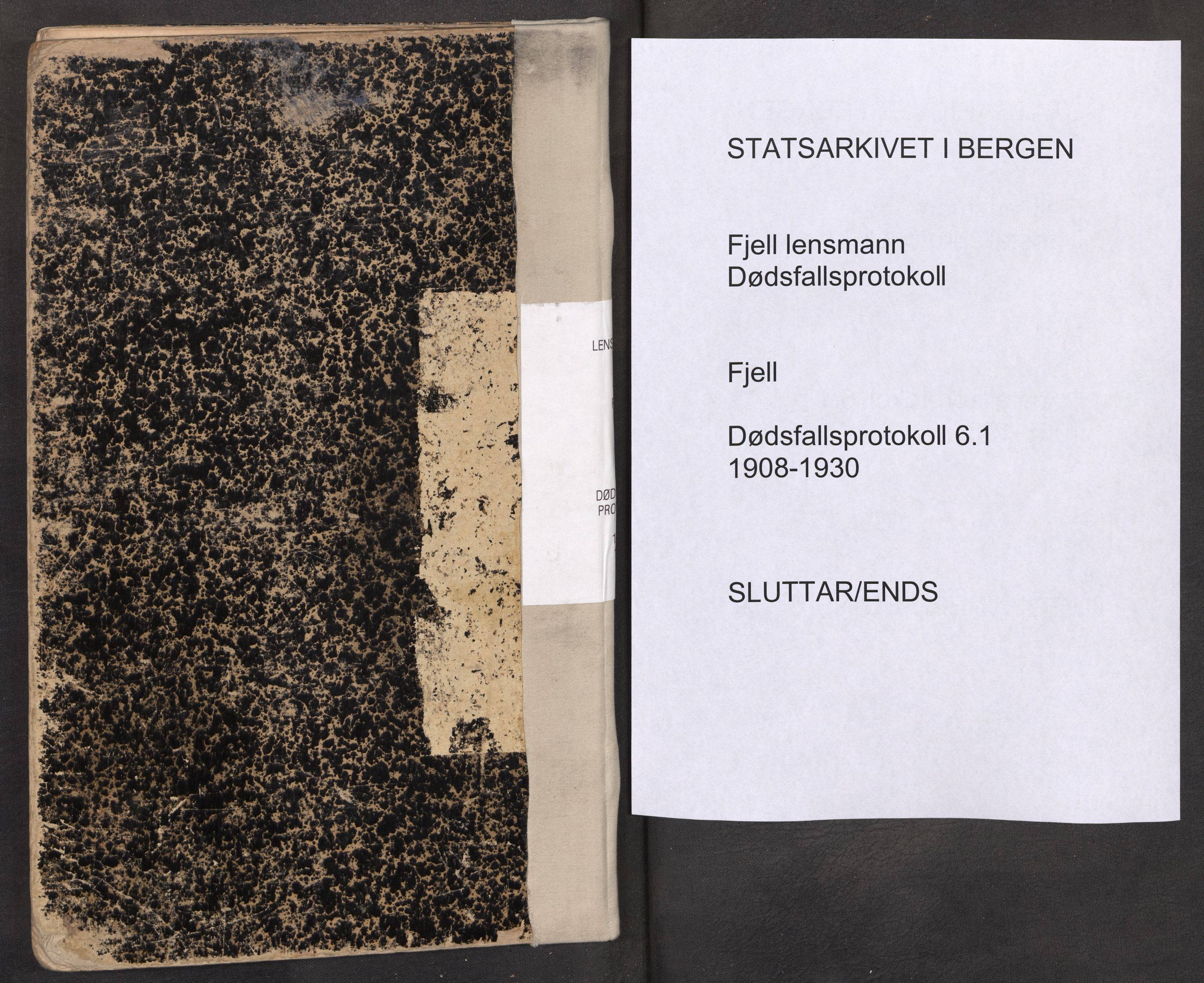 Lensmannen i Fjell, AV/SAB-A-32301/0006/L0001: Dødsfallprotokoll, 1908-1930