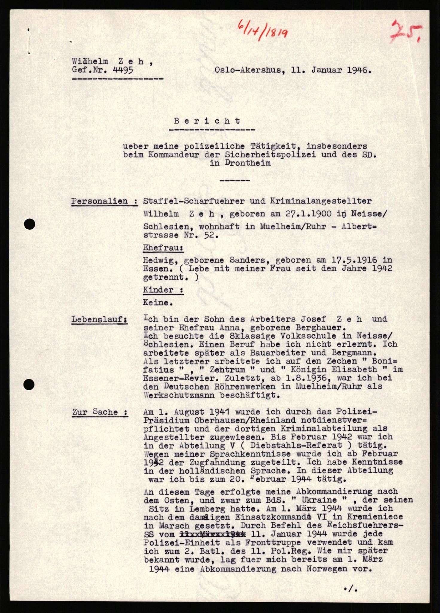 Forsvaret, Forsvarets overkommando II, AV/RA-RAFA-3915/D/Db/L0037: CI Questionaires. Tyske okkupasjonsstyrker i Norge. Tyskere., 1945-1946, s. 104