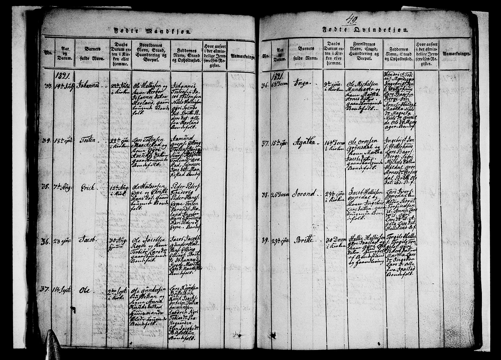 Ullensvang sokneprestembete, AV/SAB-A-78701/H/Hab: Klokkerbok nr. A 3, 1817-1825, s. 49
