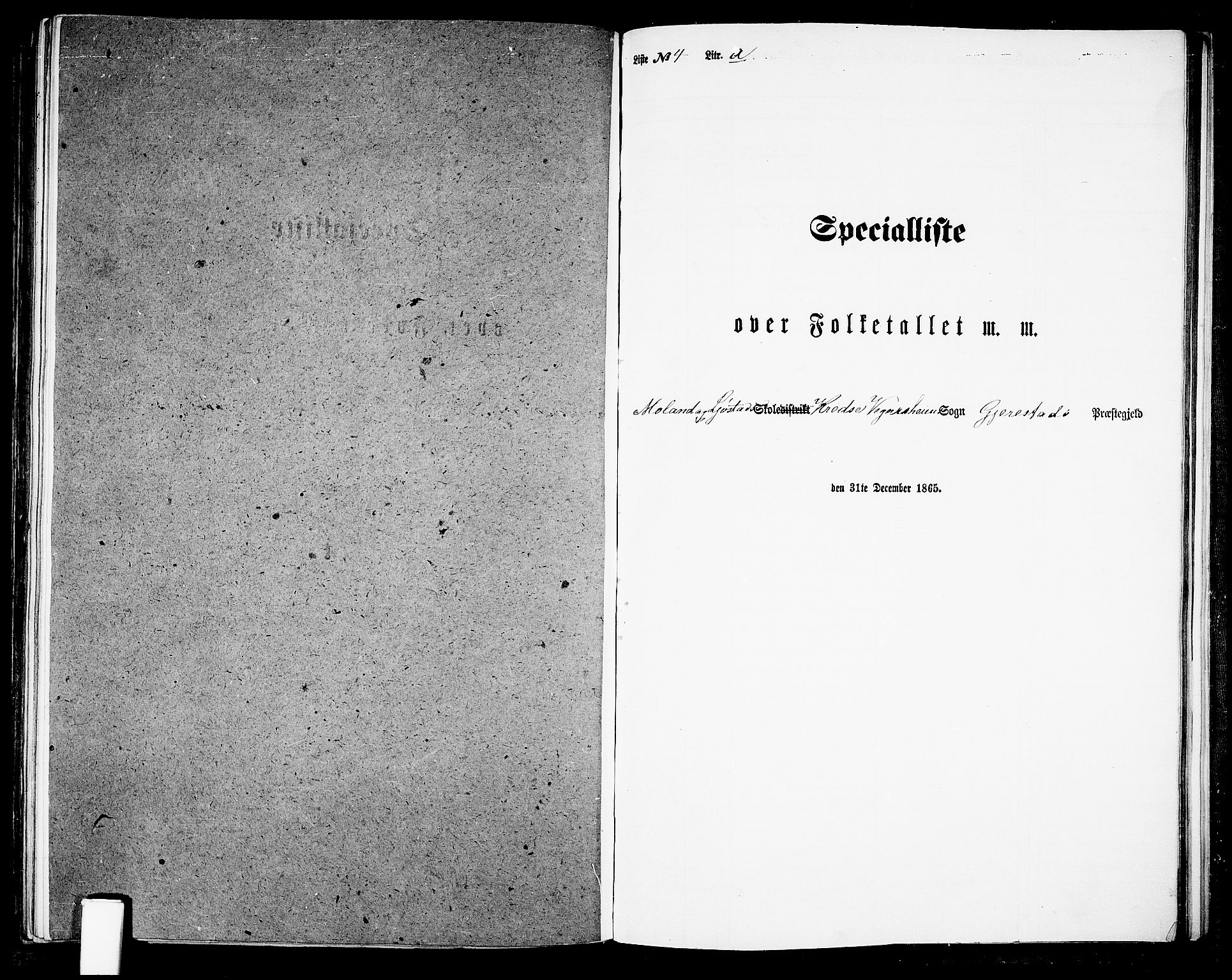 RA, Folketelling 1865 for 0911P Gjerstad prestegjeld, 1865, s. 172