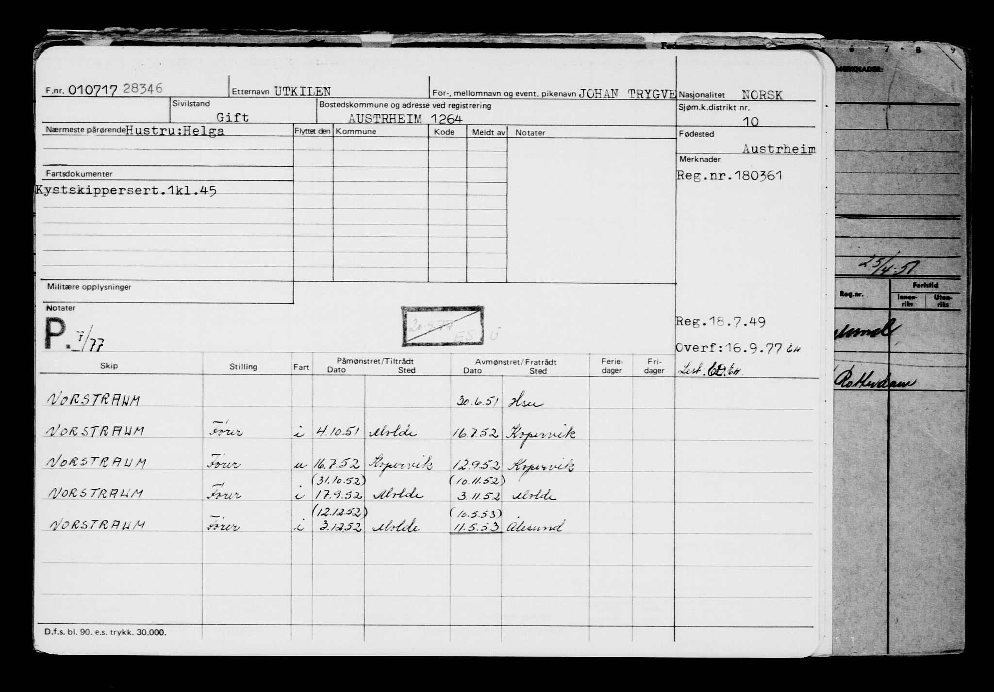 Direktoratet for sjømenn, AV/RA-S-3545/G/Gb/L0150: Hovedkort, 1917, s. 28