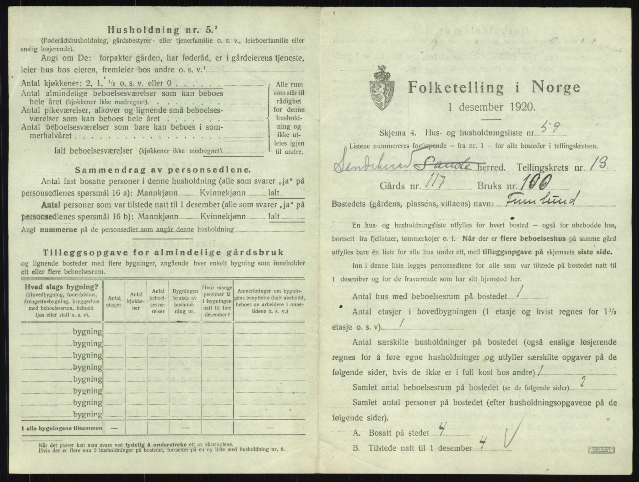 SAKO, Folketelling 1920 for 0724 Sandeherred herred, 1920, s. 2853