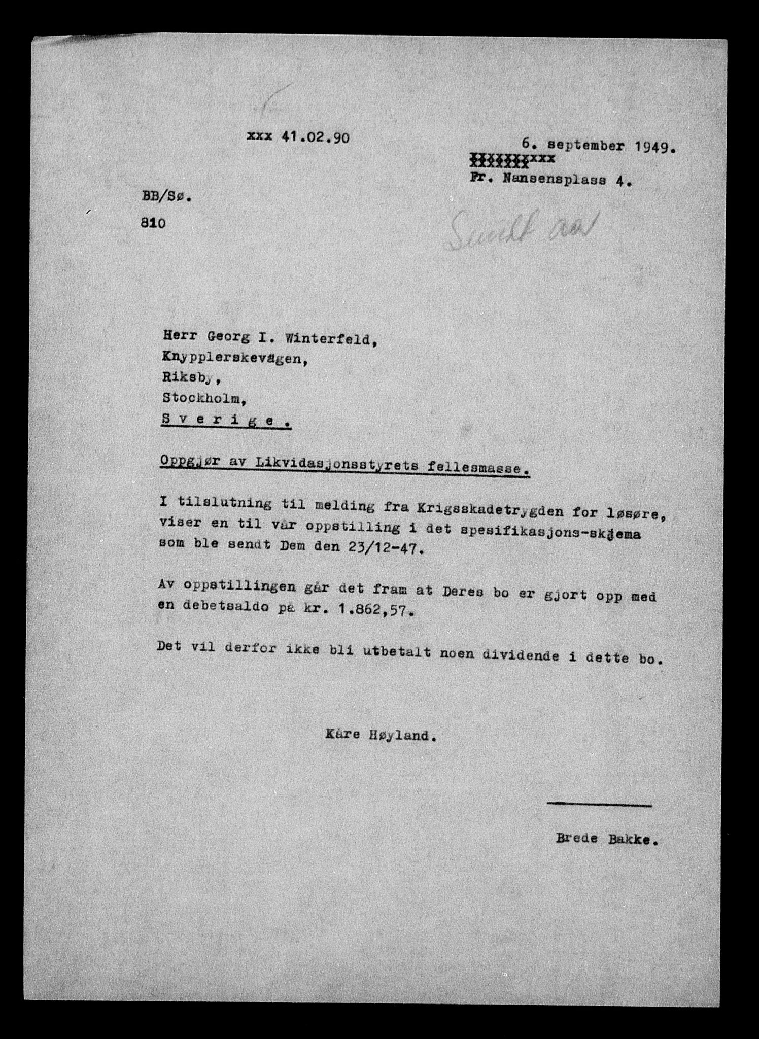 Justisdepartementet, Tilbakeføringskontoret for inndratte formuer, AV/RA-S-1564/H/Hc/Hcc/L0986: --, 1945-1947, s. 422