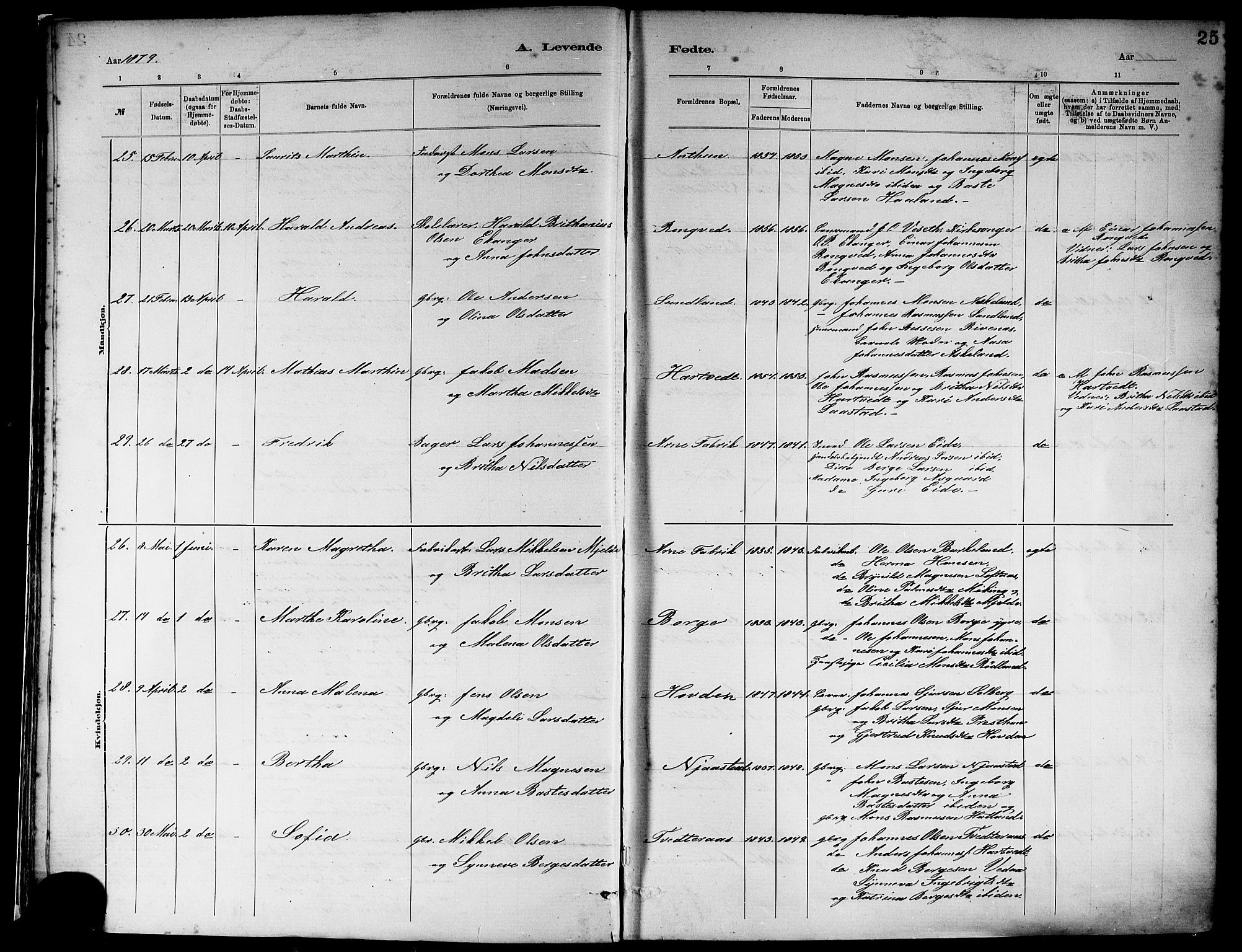Haus sokneprestembete, AV/SAB-A-75601/H/Haa: Ministerialbok nr. A 19I, 1878-1886, s. 25