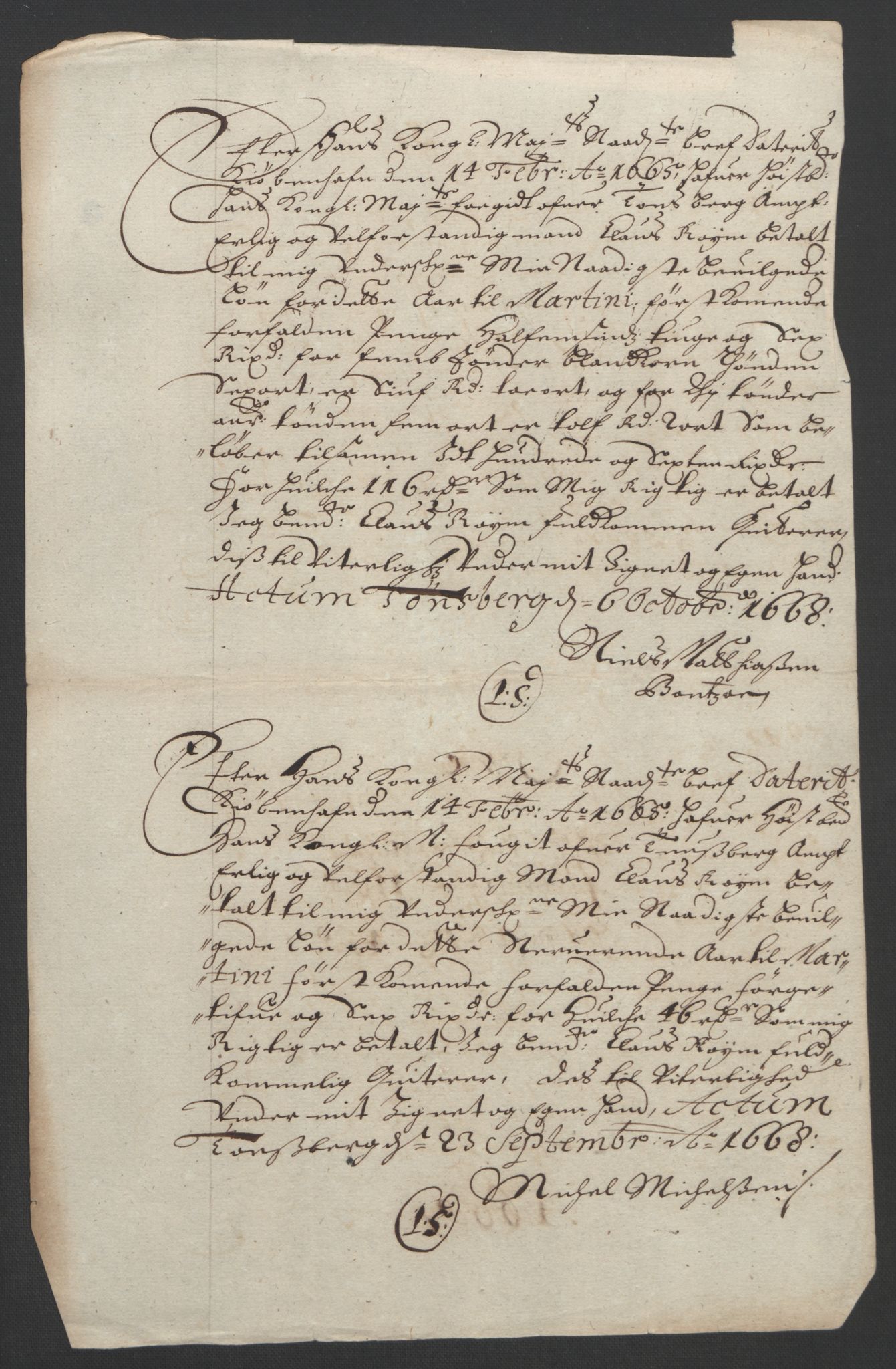 Rentekammeret inntil 1814, Reviderte regnskaper, Fogderegnskap, RA/EA-4092/R32/L1842: Fogderegnskap Jarlsberg grevskap, 1664-1673, s. 136
