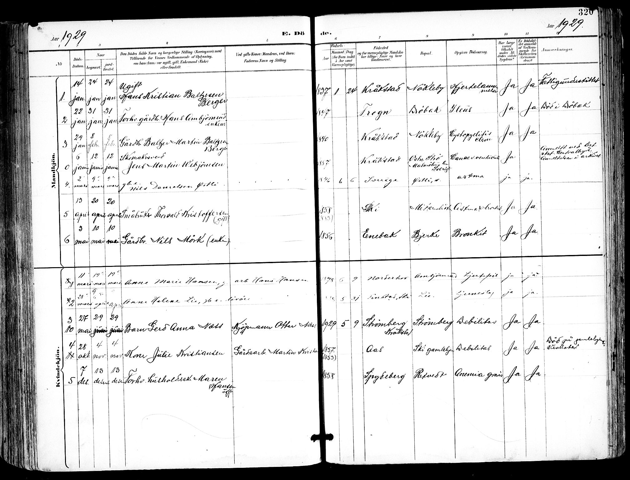 Kråkstad prestekontor Kirkebøker, SAO/A-10125a/F/Fa/L0010: Ministerialbok nr. I 10, 1893-1931, s. 320