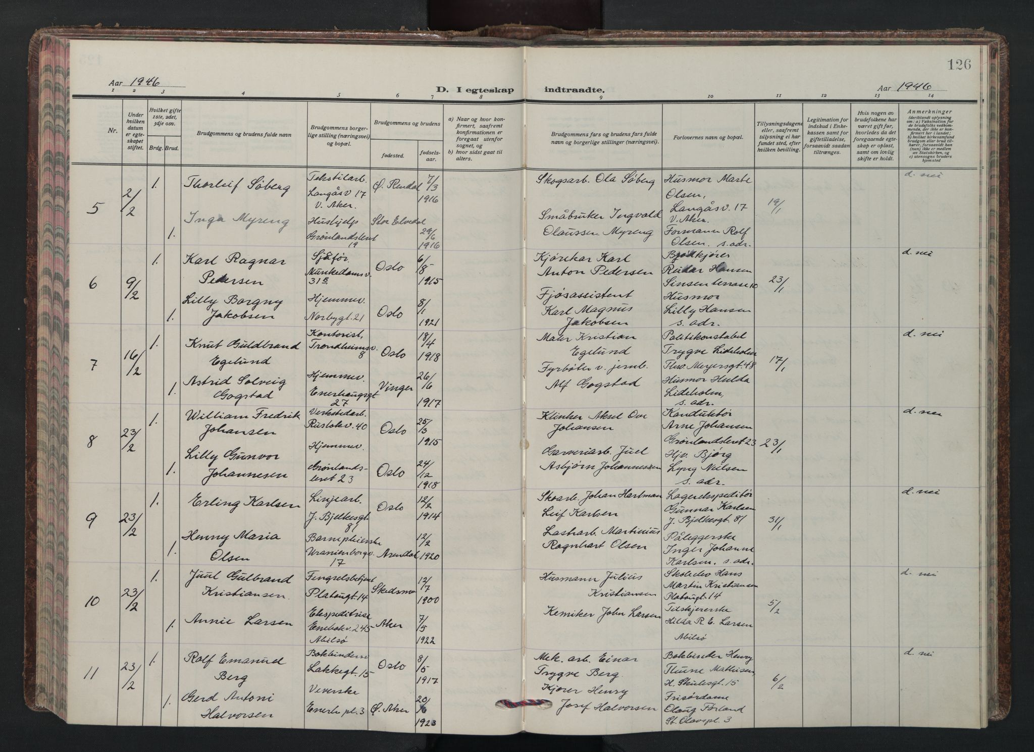 Grønland prestekontor Kirkebøker, AV/SAO-A-10848/F/Fa/L0020: Ministerialbok nr. 20, 1935-1946, s. 126