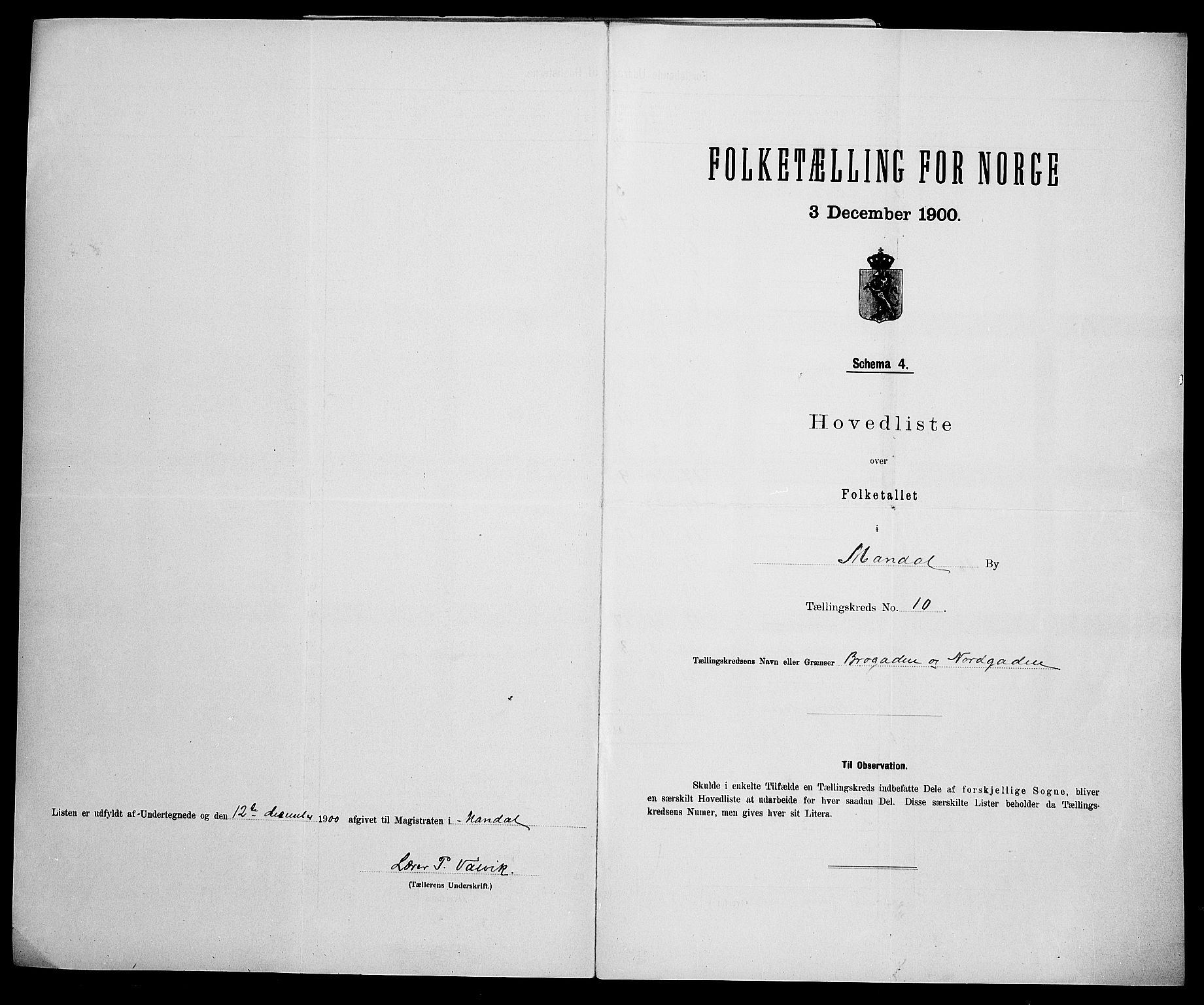 SAK, Folketelling 1900 for 1002 Mandal ladested, 1900, s. 39