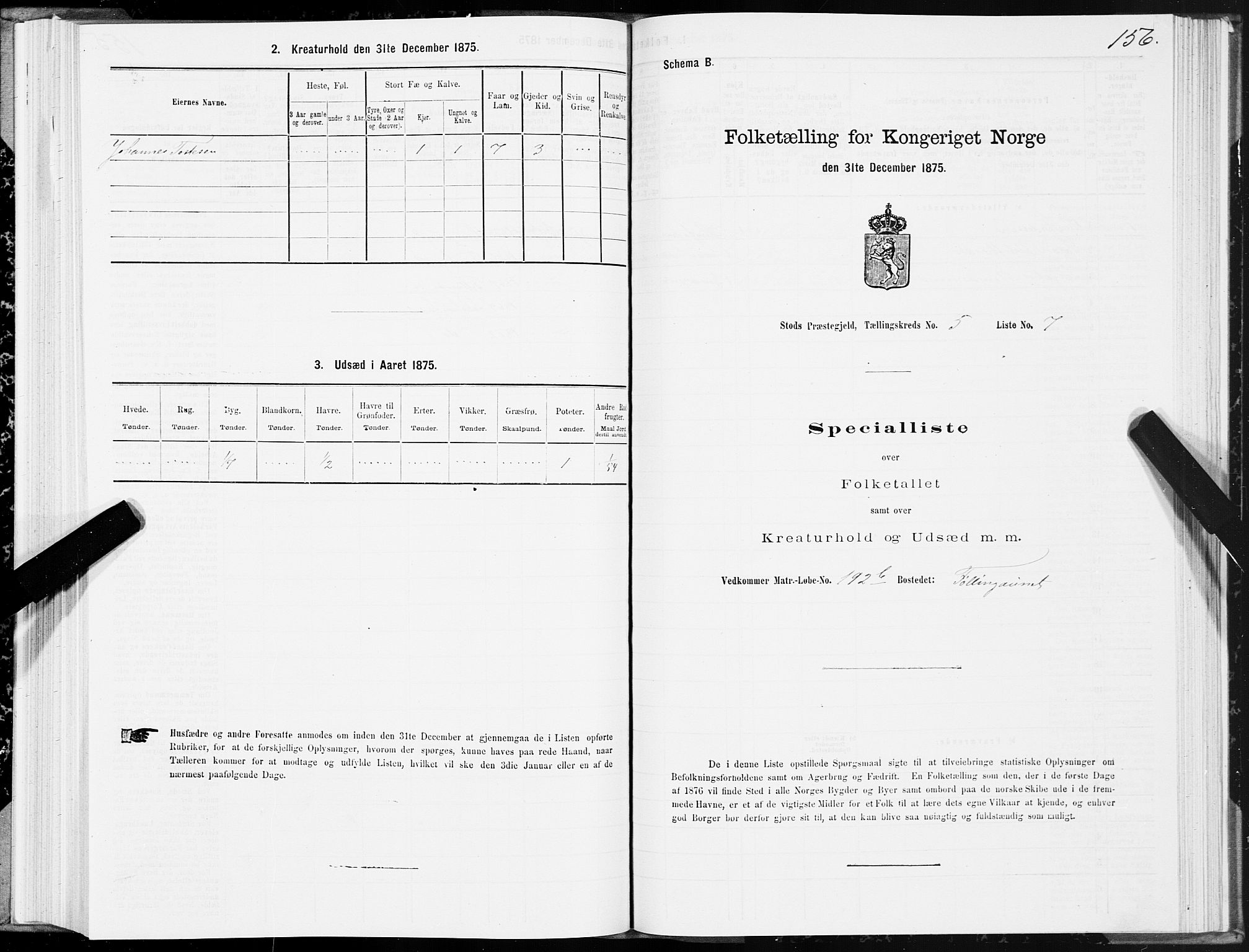 SAT, Folketelling 1875 for 1734P Stod prestegjeld, 1875, s. 4156