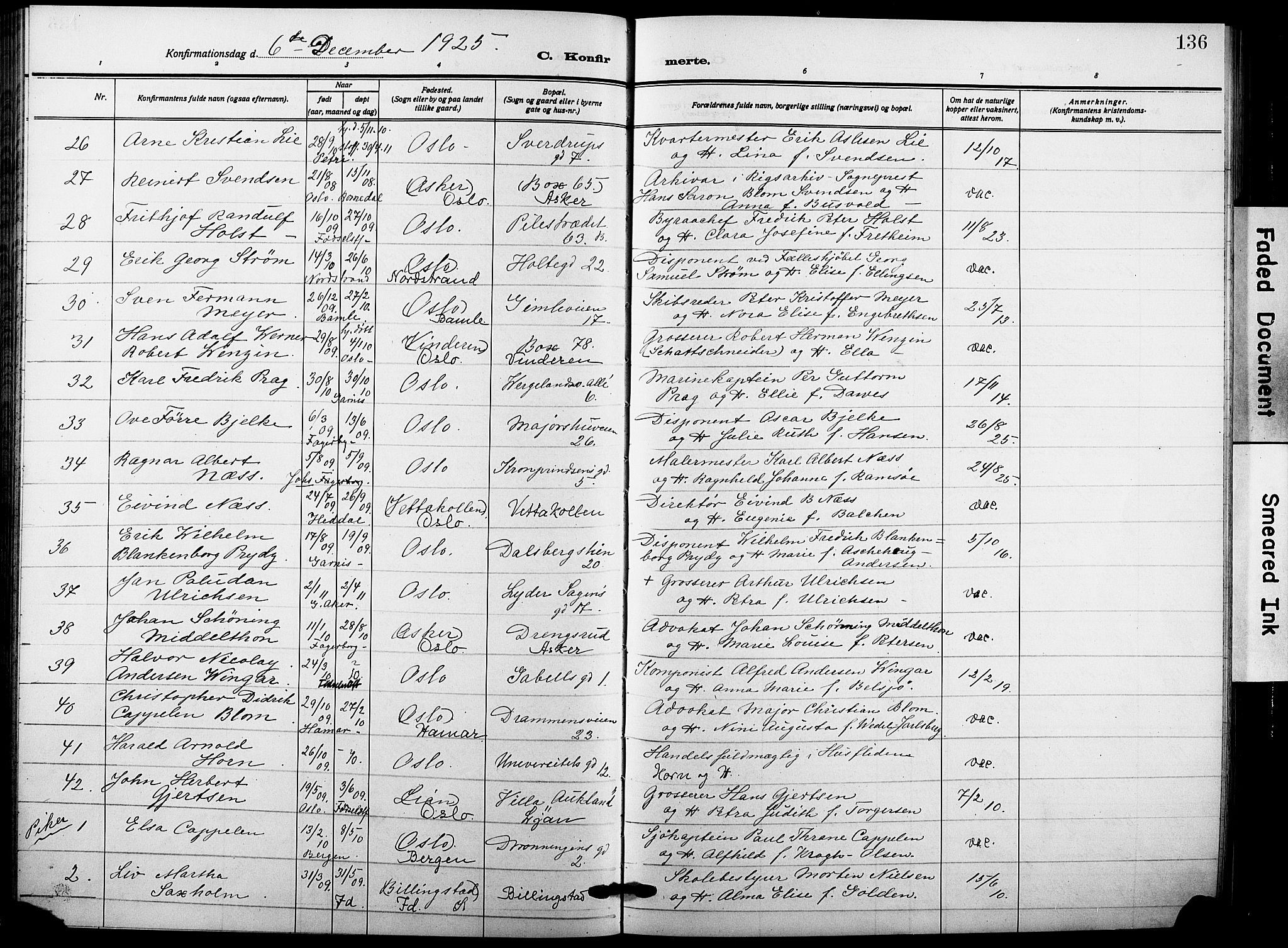 Garnisonsmenigheten Kirkebøker, AV/SAO-A-10846/F/Fa/L0016: Ministerialbok nr. 16, 1922-1930, s. 136