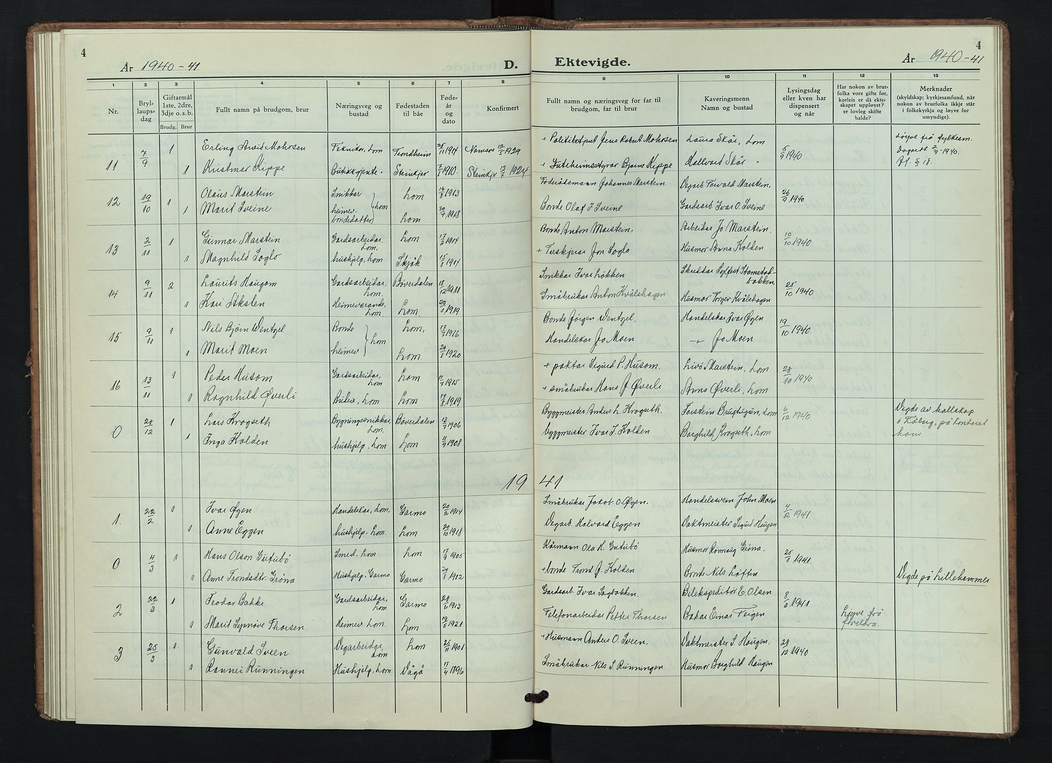 Lom prestekontor, AV/SAH-PREST-070/L/L0009: Klokkerbok nr. 9, 1939-1947, s. 4