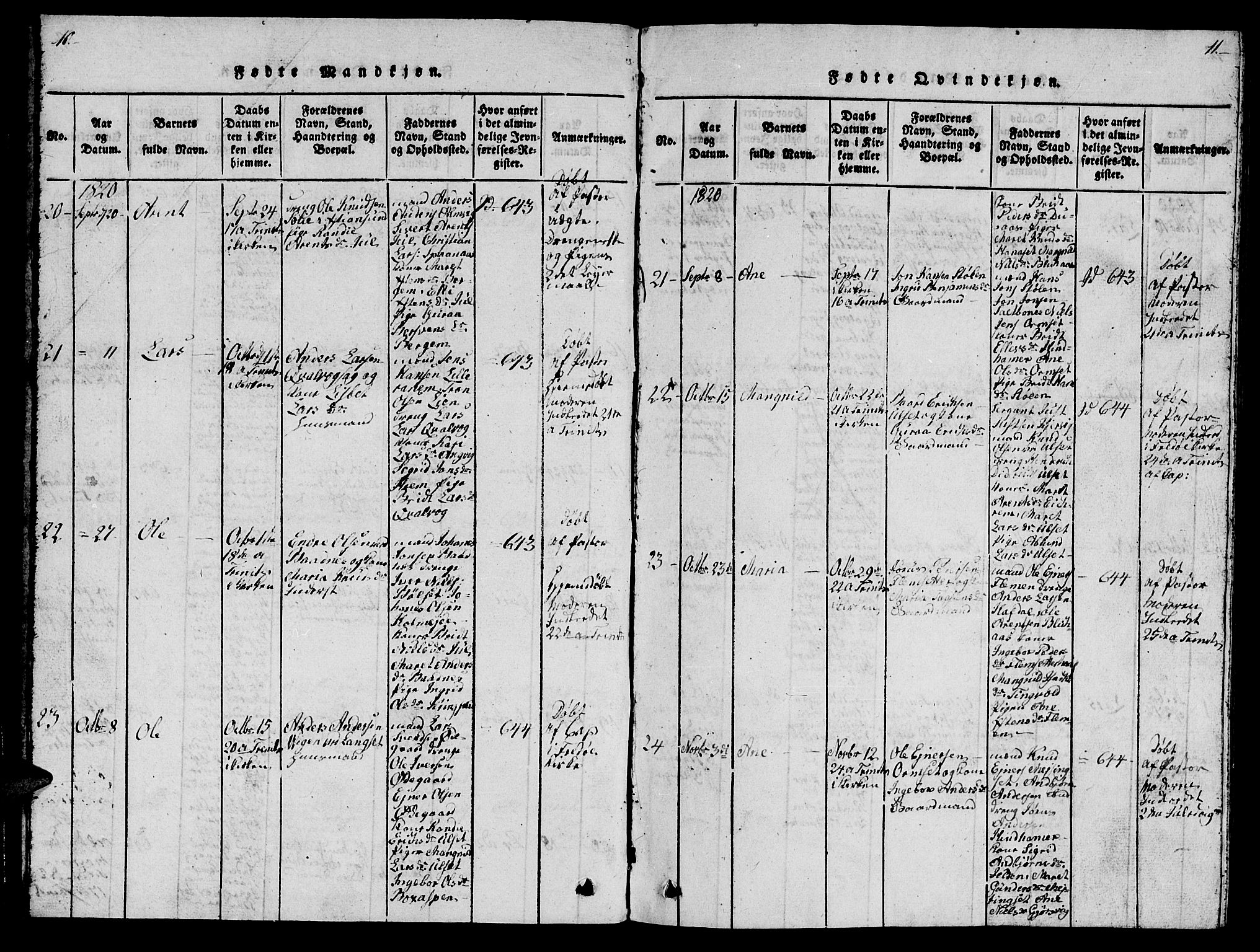 Ministerialprotokoller, klokkerbøker og fødselsregistre - Møre og Romsdal, AV/SAT-A-1454/586/L0990: Klokkerbok nr. 586C01, 1819-1837, s. 10-11