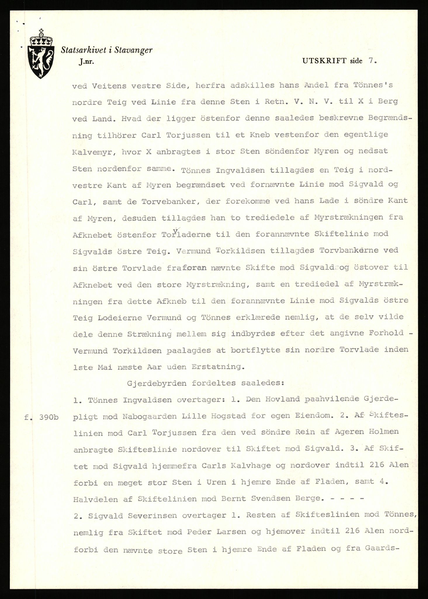 Statsarkivet i Stavanger, AV/SAST-A-101971/03/Y/Yj/L0040: Avskrifter sortert etter gårdnavn: Hovland i Egersun - Hustveit, 1750-1930, s. 333