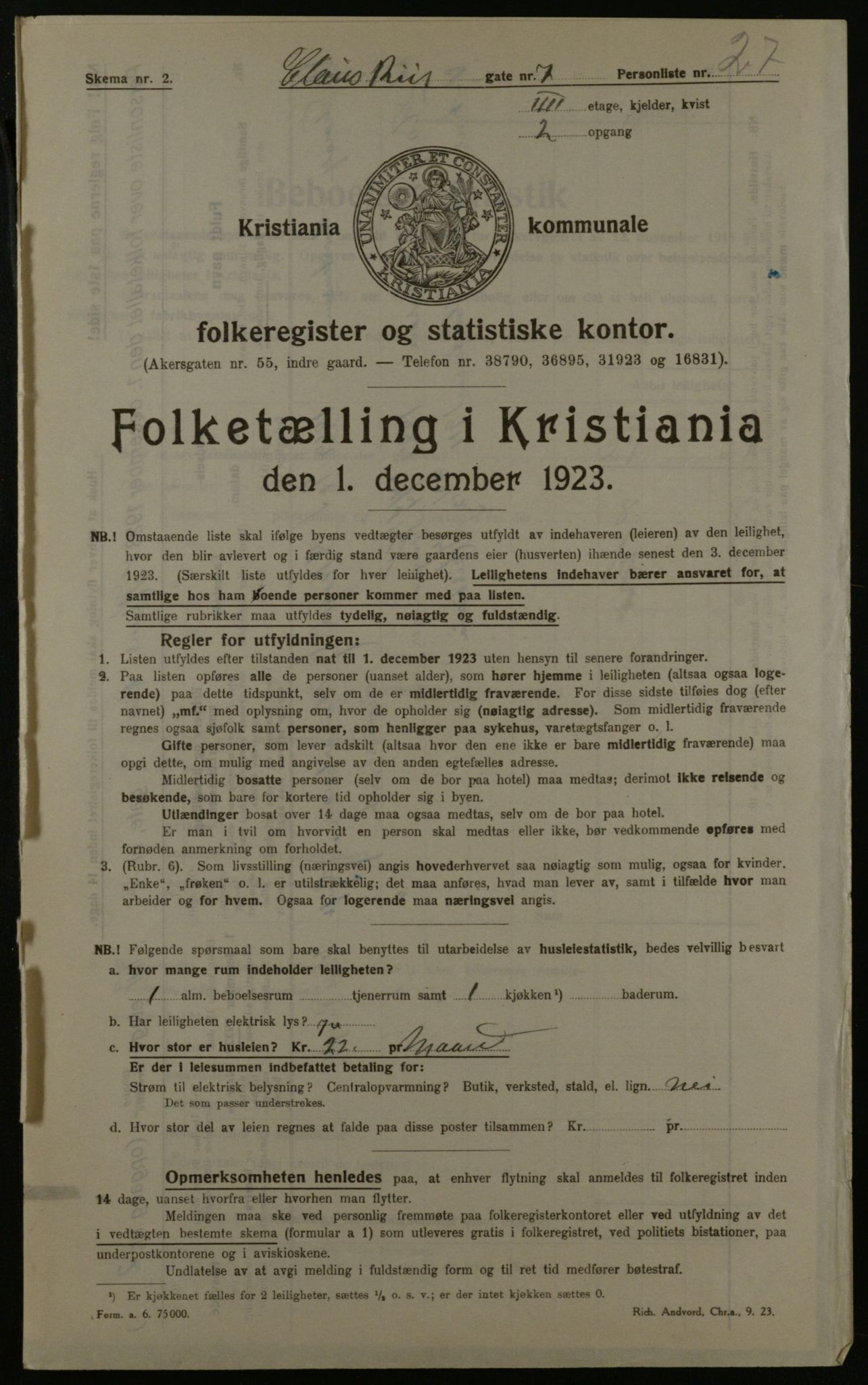 OBA, Kommunal folketelling 1.12.1923 for Kristiania, 1923, s. 14463