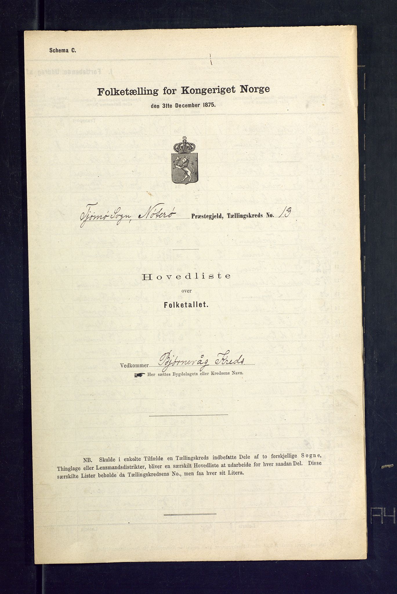 SAKO, Folketelling 1875 for 0722P Nøtterøy prestegjeld, 1875, s. 75