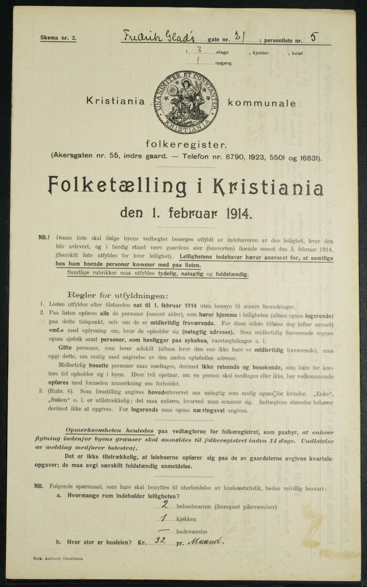 OBA, Kommunal folketelling 1.2.1914 for Kristiania, 1914, s. 26780