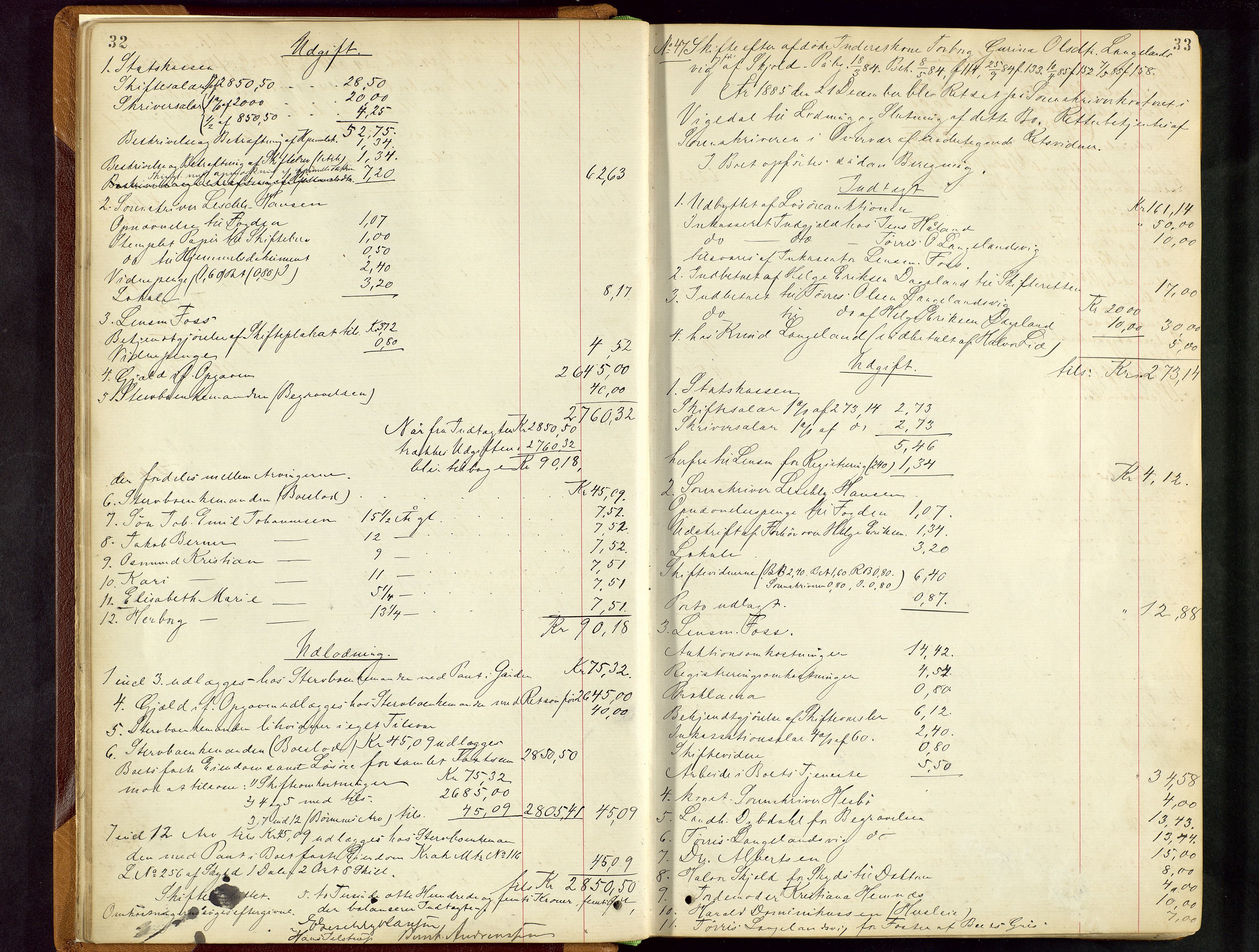 Ryfylke tingrett, AV/SAST-A-100055/001/IV/IVD/L0028: Skifteprotokoll, register i protokollen, 1885-1893, s. 32-33