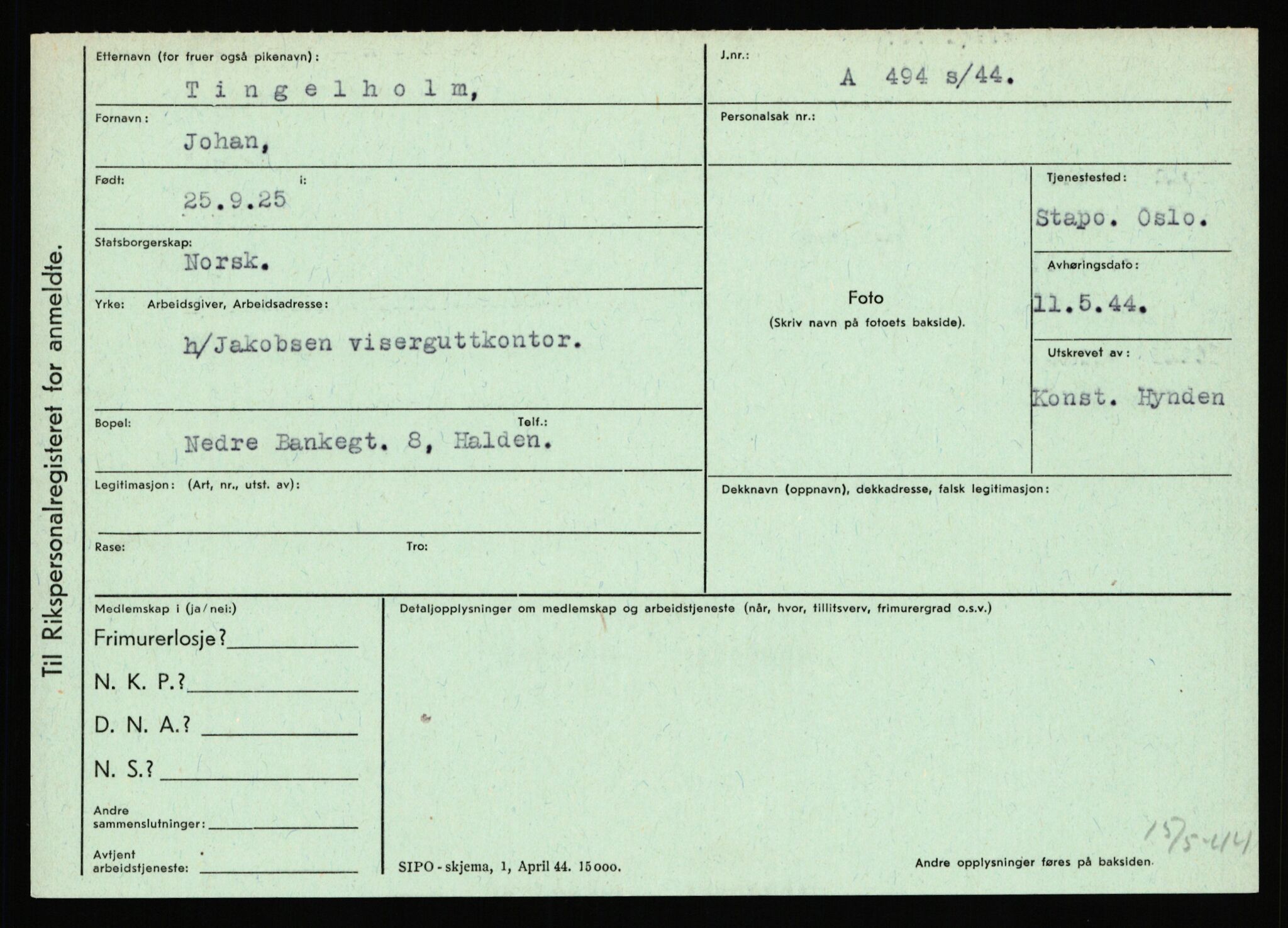 Statspolitiet - Hovedkontoret / Osloavdelingen, AV/RA-S-1329/C/Ca/L0015: Svea - Tøsse, 1943-1945, s. 3189