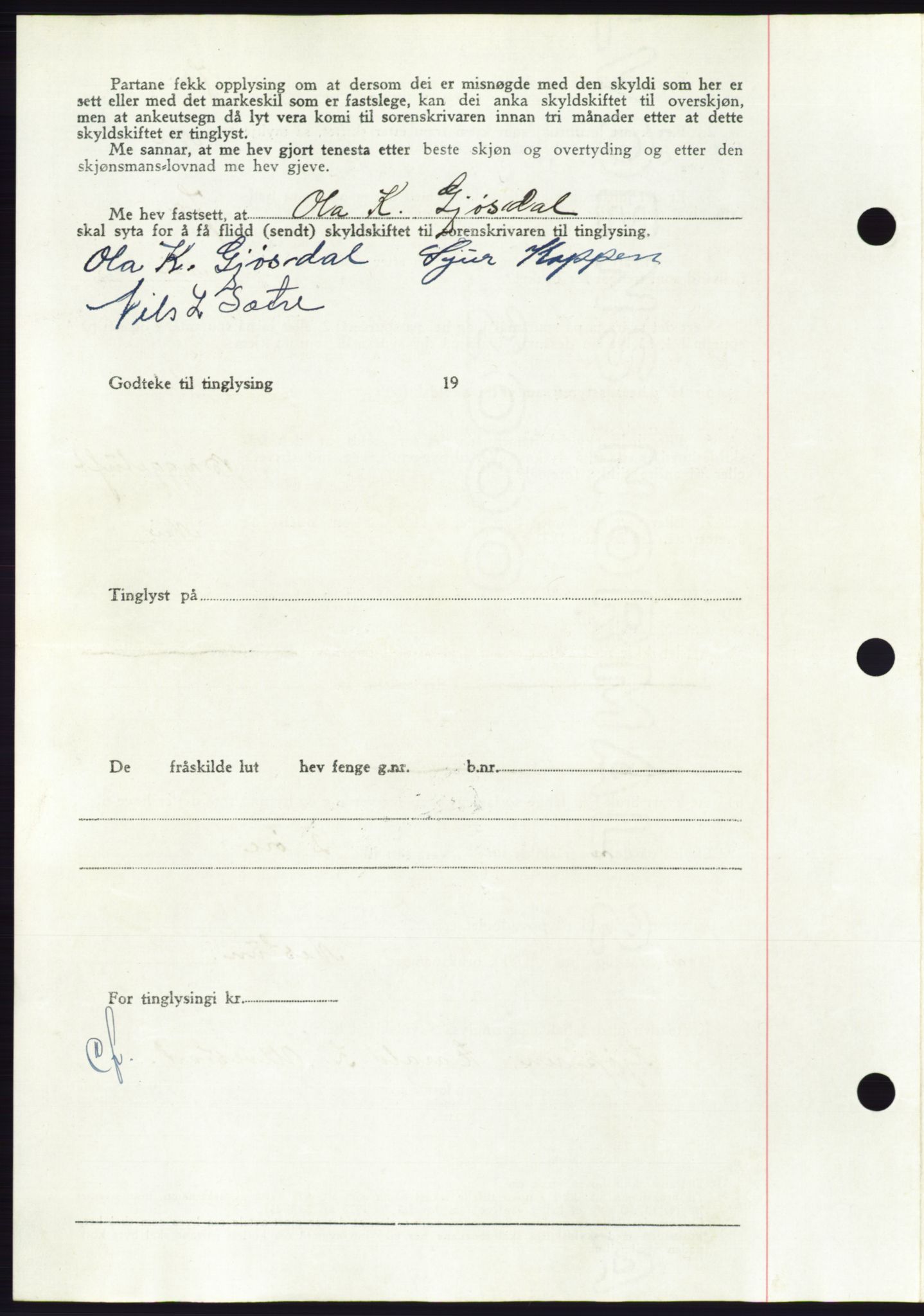 Søre Sunnmøre sorenskriveri, AV/SAT-A-4122/1/2/2C/L0085: Pantebok nr. 11A, 1949-1949, Dagboknr: 1500/1949