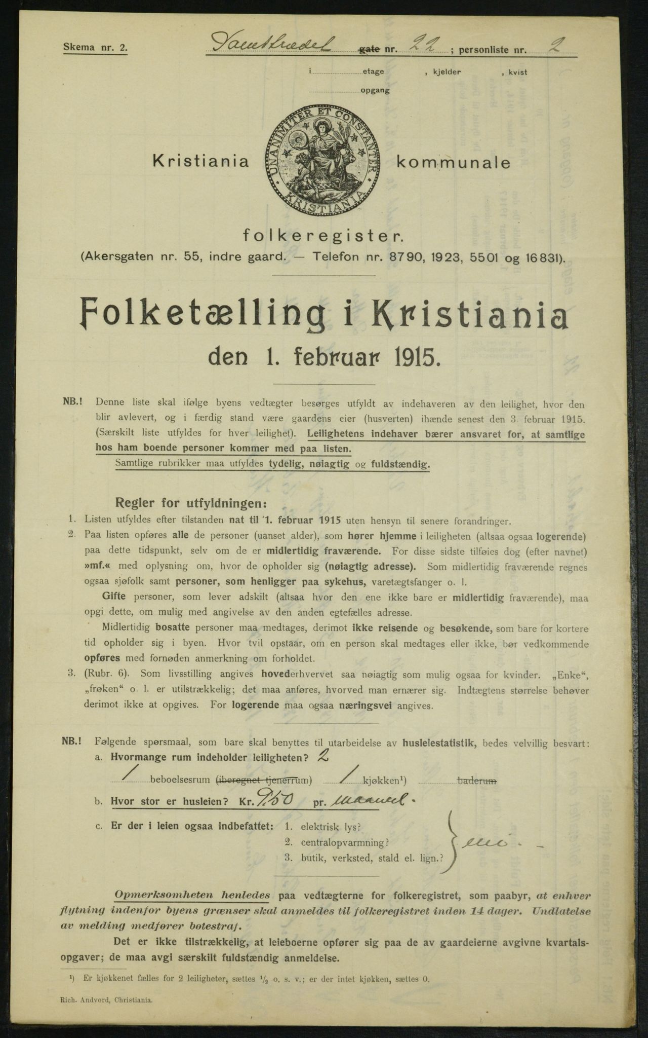 OBA, Kommunal folketelling 1.2.1915 for Kristiania, 1915, s. 14551