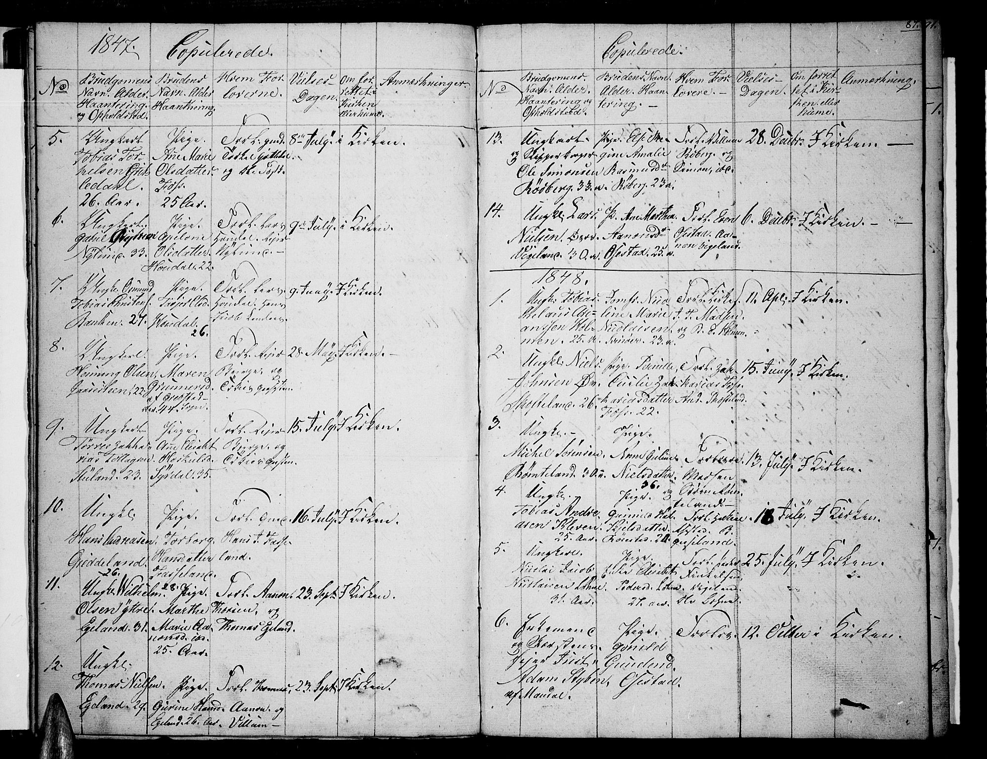Sør-Audnedal sokneprestkontor, AV/SAK-1111-0039/F/Fb/Fbb/L0002: Klokkerbok nr. B 2, 1846-1865, s. 87