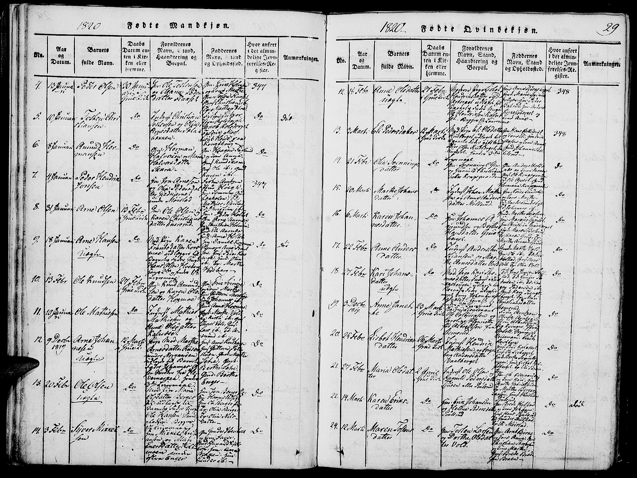 Grue prestekontor, AV/SAH-PREST-036/H/Ha/Hab/L0002: Klokkerbok nr. 2, 1815-1841, s. 29