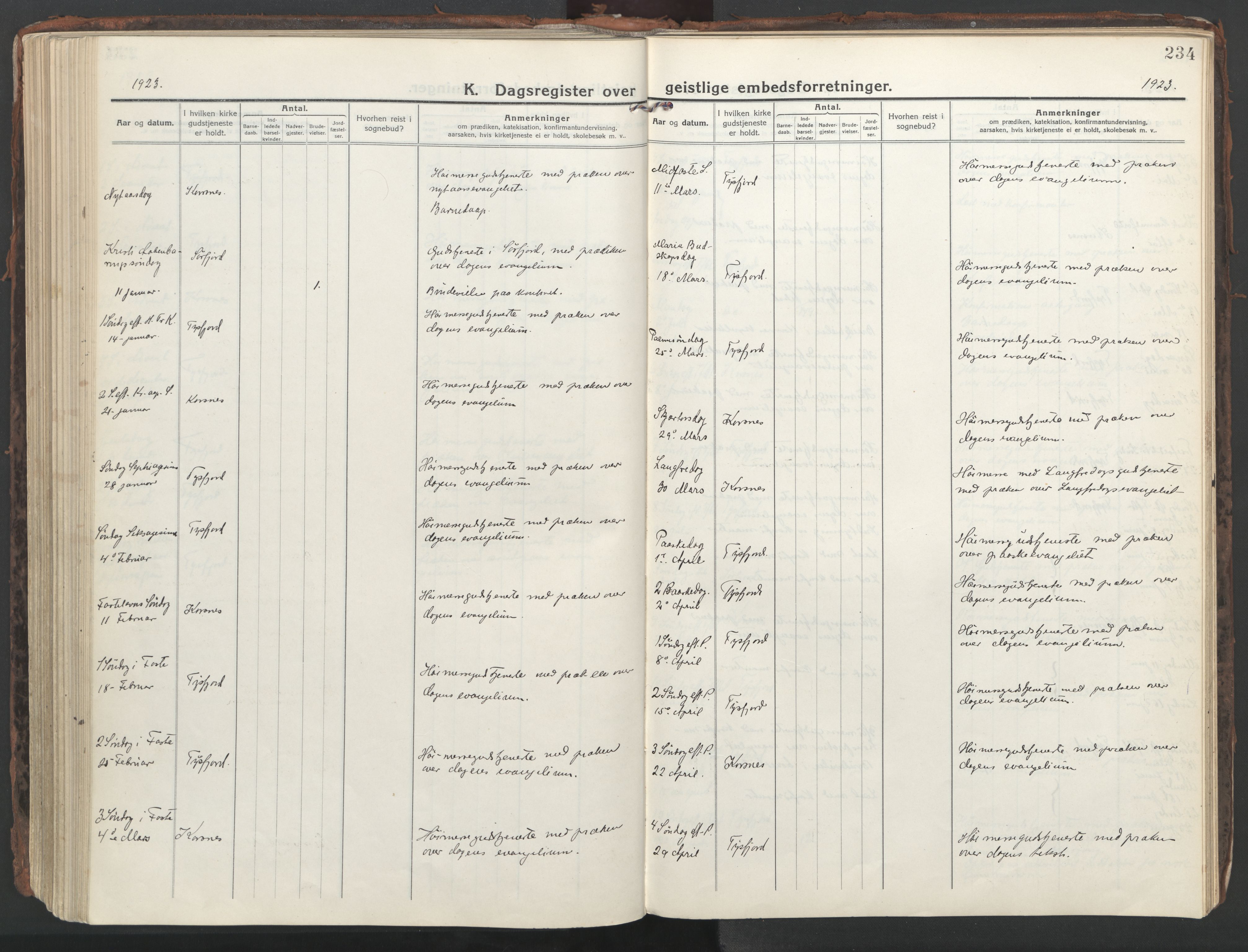 Ministerialprotokoller, klokkerbøker og fødselsregistre - Nordland, SAT/A-1459/861/L0872: Ministerialbok nr. 861A07, 1915-1924, s. 234