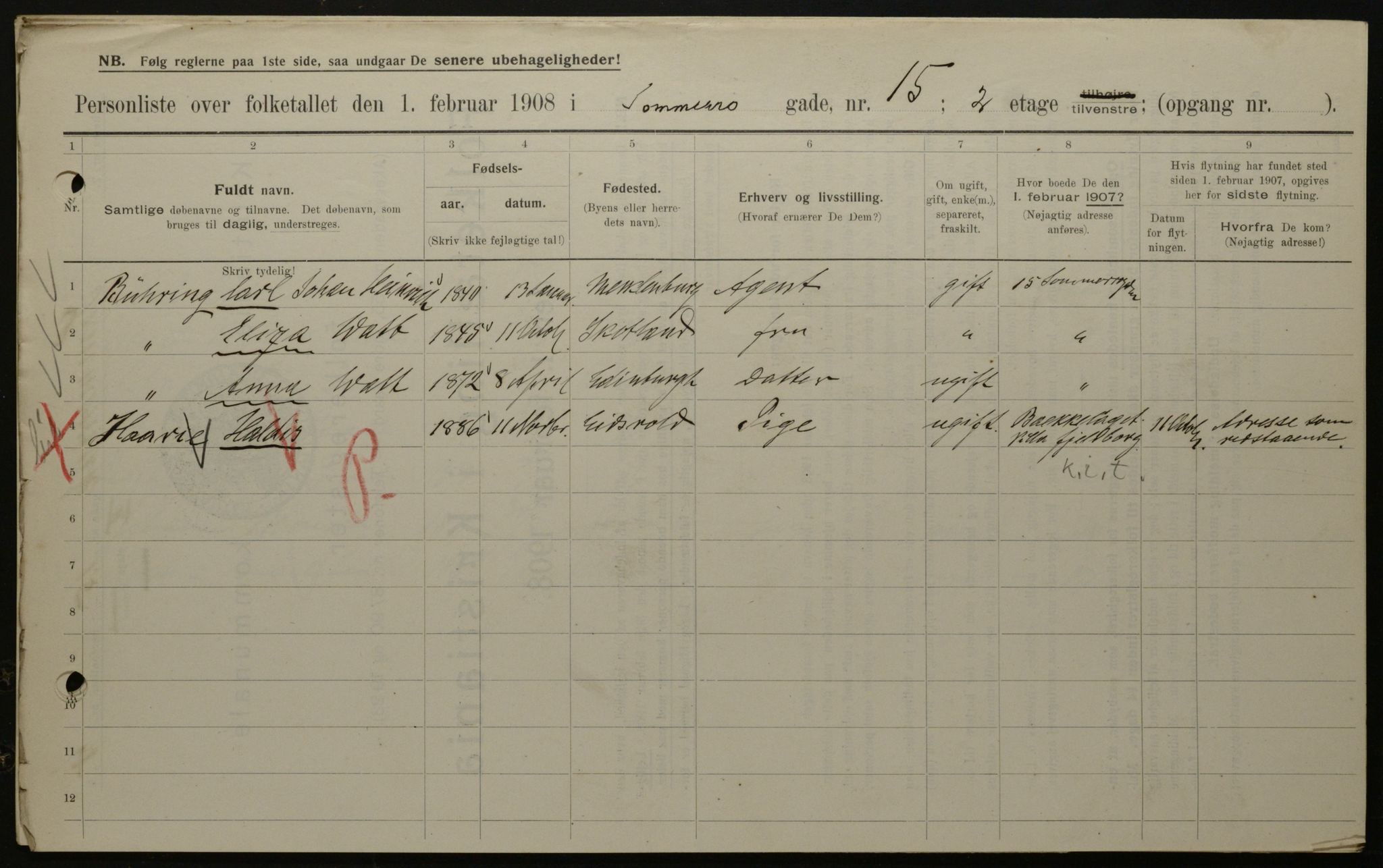 OBA, Kommunal folketelling 1.2.1908 for Kristiania kjøpstad, 1908, s. 89866