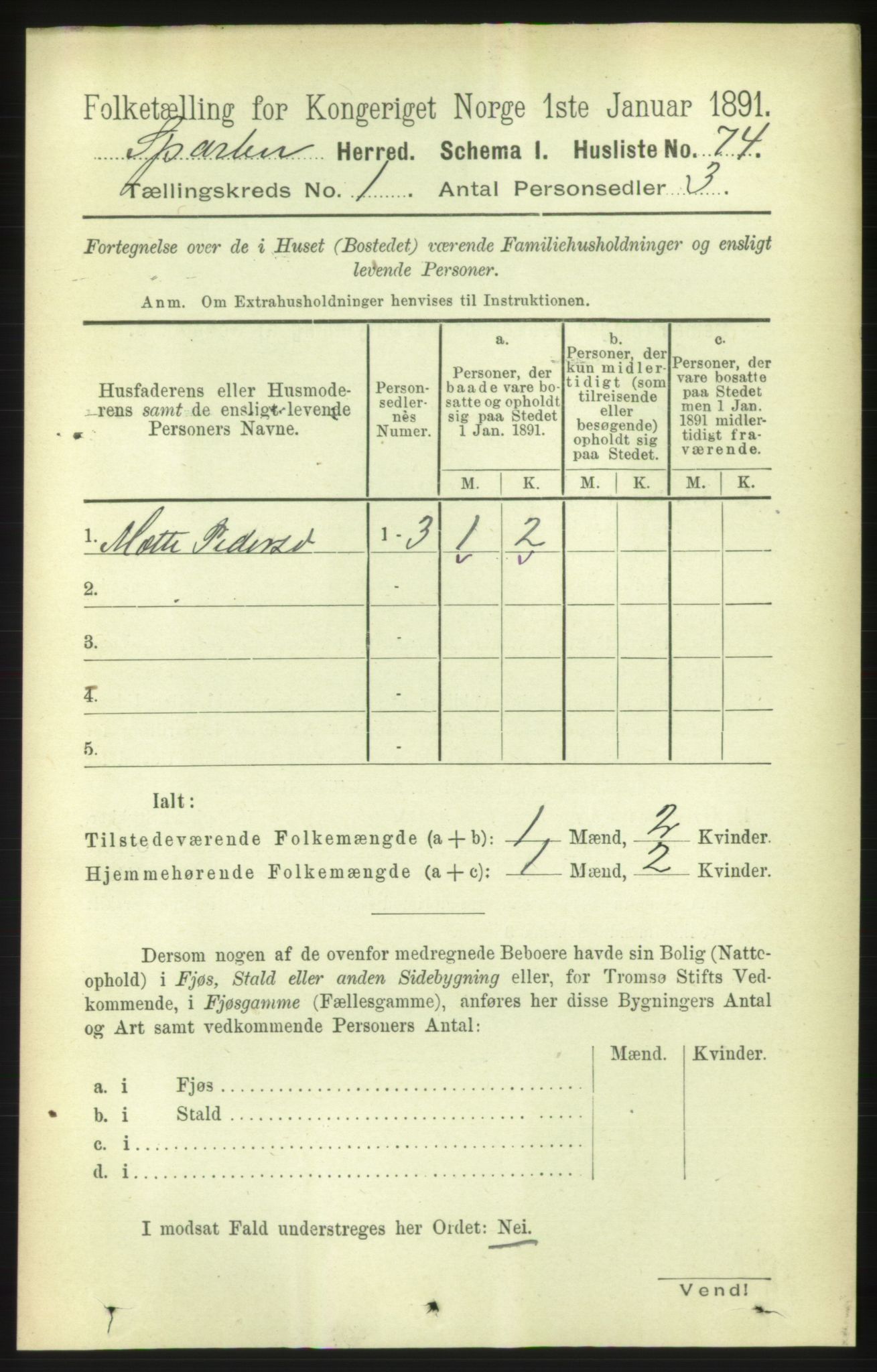 RA, Folketelling 1891 for 1731 Sparbu herred, 1891, s. 99