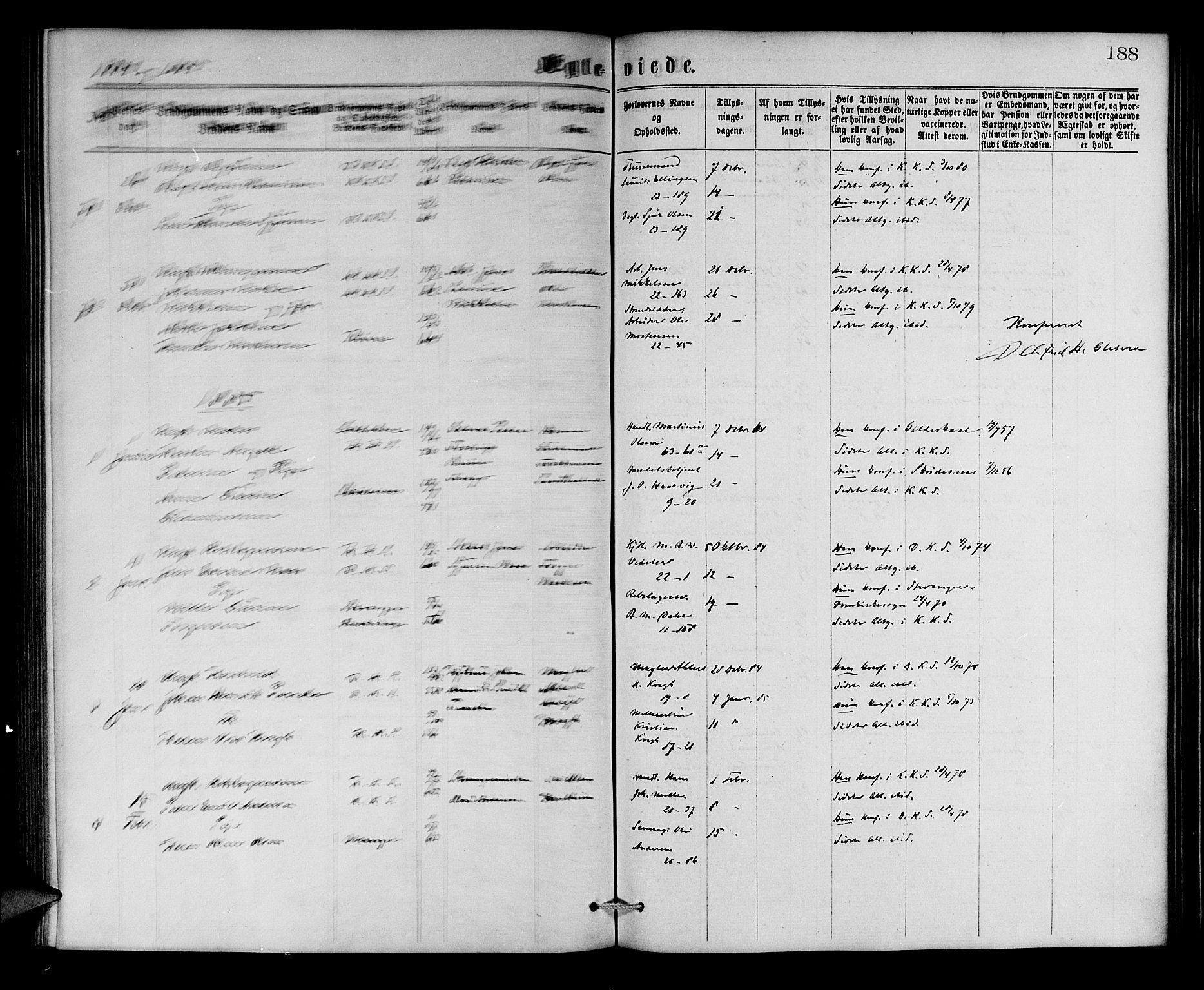 Korskirken sokneprestembete, SAB/A-76101/H/Hab: Klokkerbok nr. D 2, 1867-1886, s. 188
