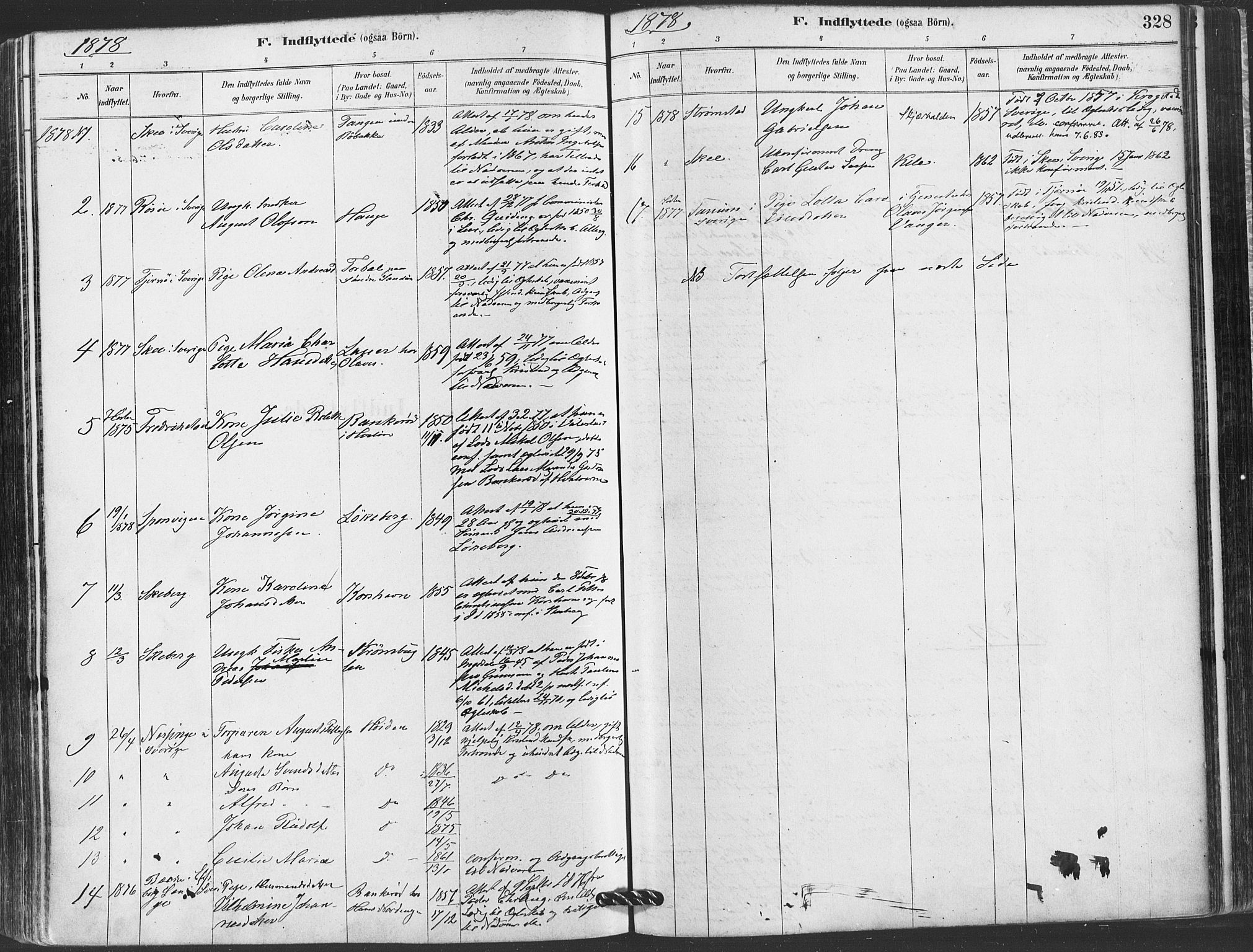 Hvaler prestekontor Kirkebøker, AV/SAO-A-2001/F/Fa/L0008: Ministerialbok nr. I 8, 1878-1895, s. 328