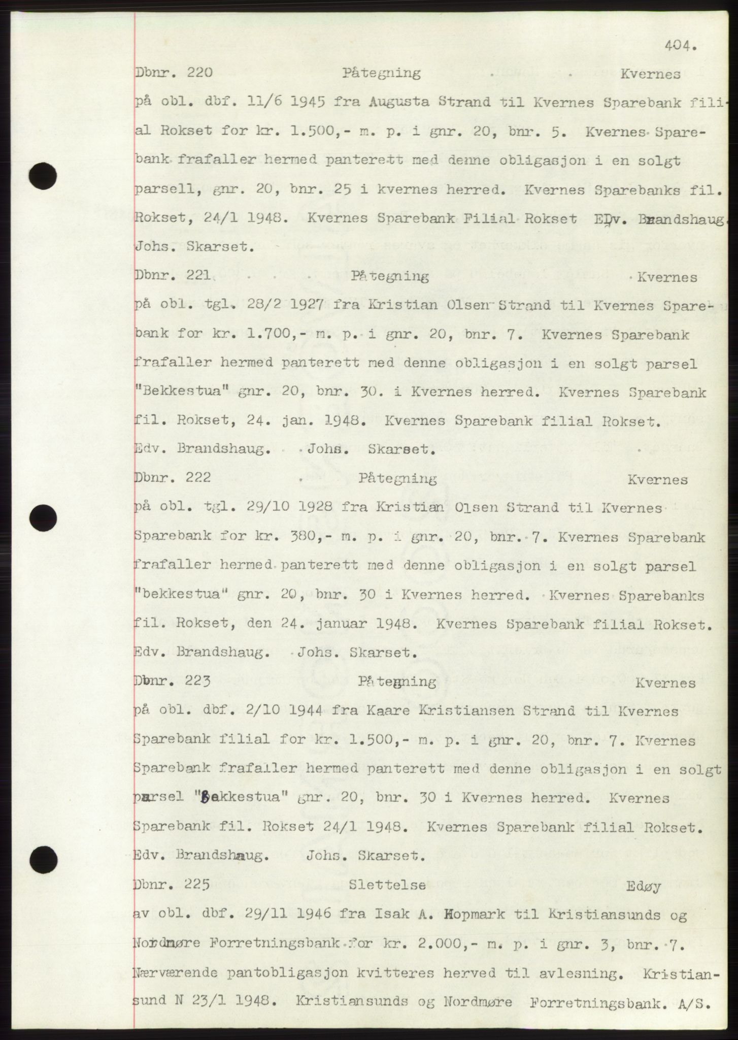 Nordmøre sorenskriveri, AV/SAT-A-4132/1/2/2Ca: Pantebok nr. C82b, 1946-1951, Dagboknr: 220/1948