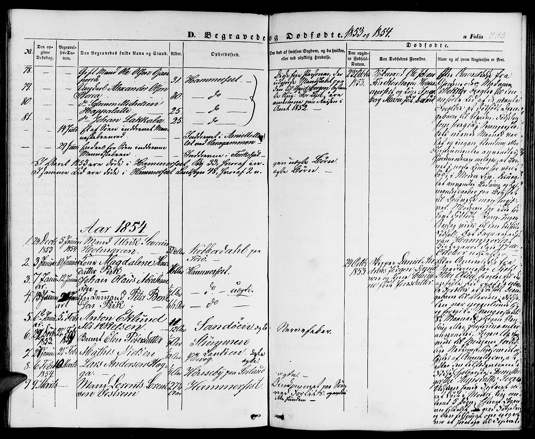 Hammerfest sokneprestkontor, SATØ/S-1347/H/Hb/L0002.klokk: Klokkerbok nr. 2, 1851-1861, s. 235
