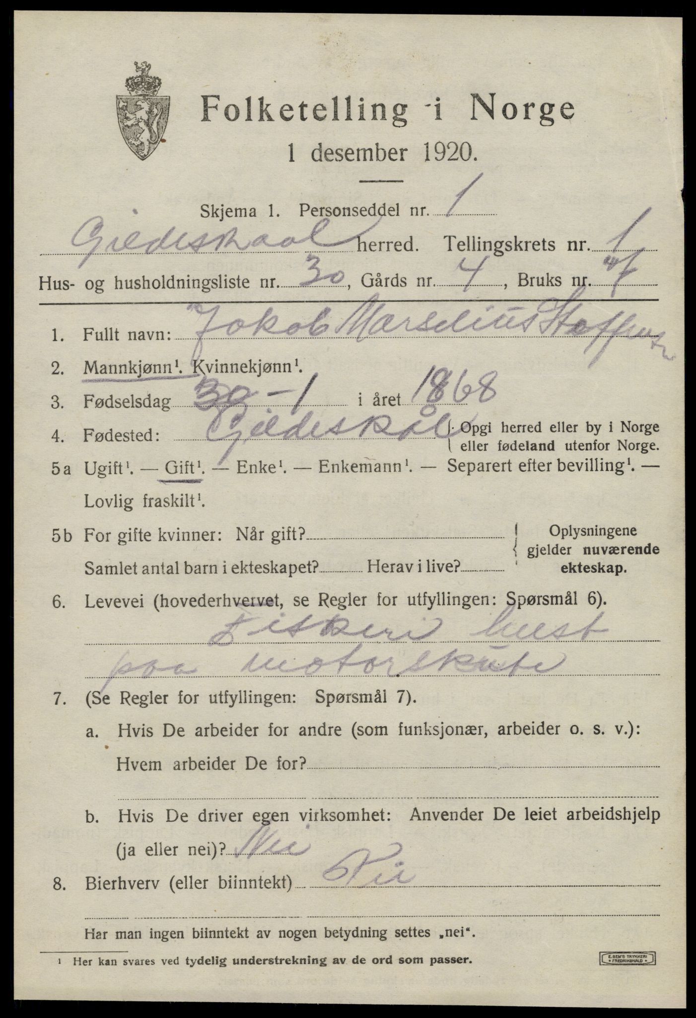 SAT, Folketelling 1920 for 1838 Gildeskål herred, 1920, s. 1964