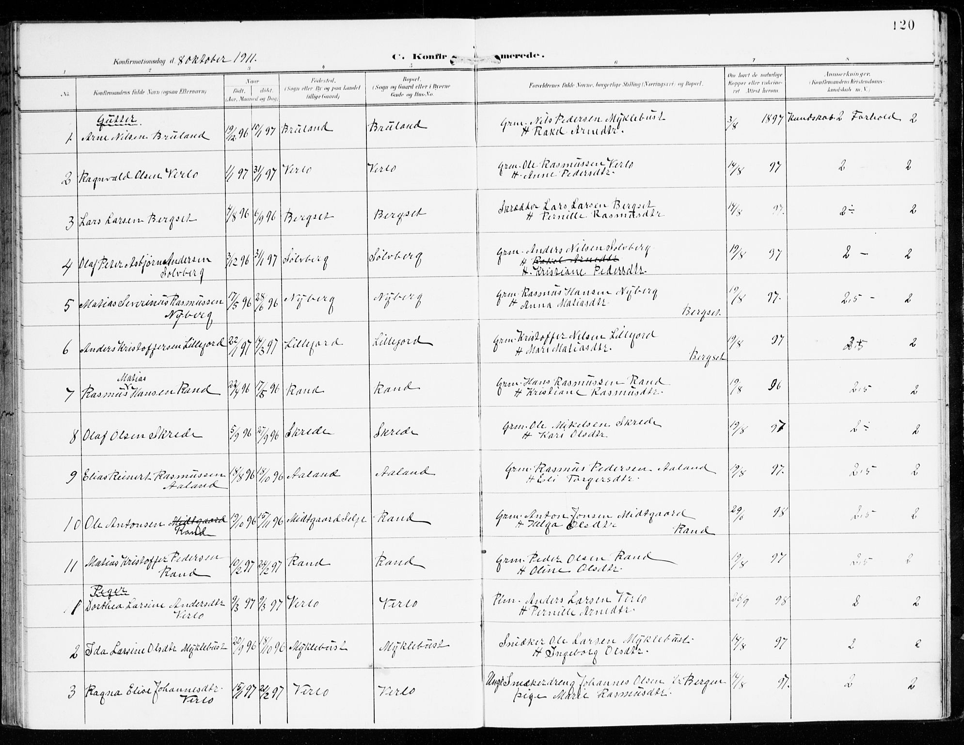 Innvik sokneprestembete, AV/SAB-A-80501: Ministerialbok nr. D 2, 1900-1921, s. 120