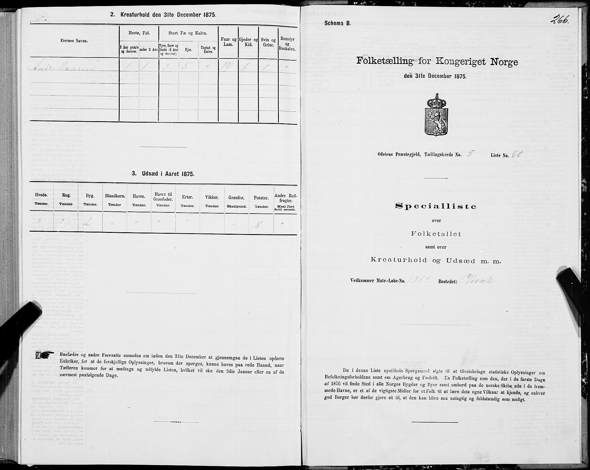 SAT, Folketelling 1875 for 1853P Ofoten prestegjeld, 1875, s. 3266