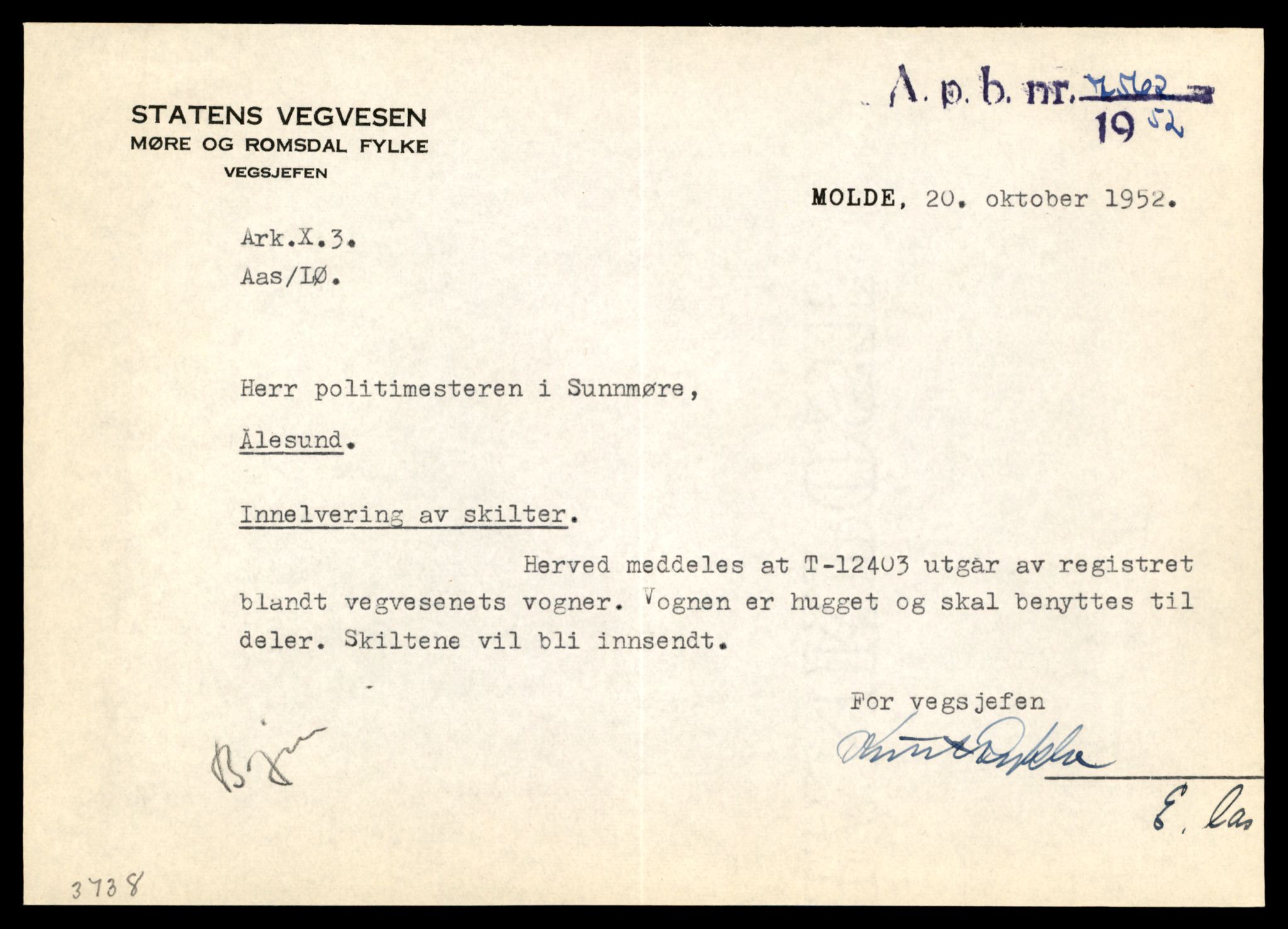 Møre og Romsdal vegkontor - Ålesund trafikkstasjon, AV/SAT-A-4099/F/Fe/L0033: Registreringskort for kjøretøy T 12151 - T 12474, 1927-1998, s. 2925