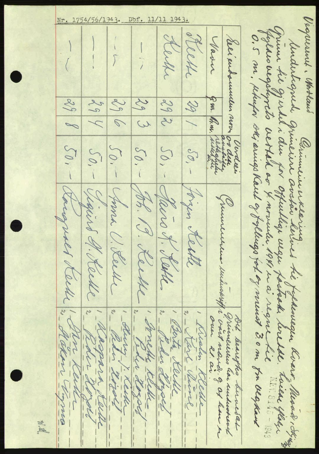 Salten sorenskriveri, SAT/A-4578/1/2/2C: Pantebok nr. A14-15, 1943-1945, Dagboknr: 1754/1943