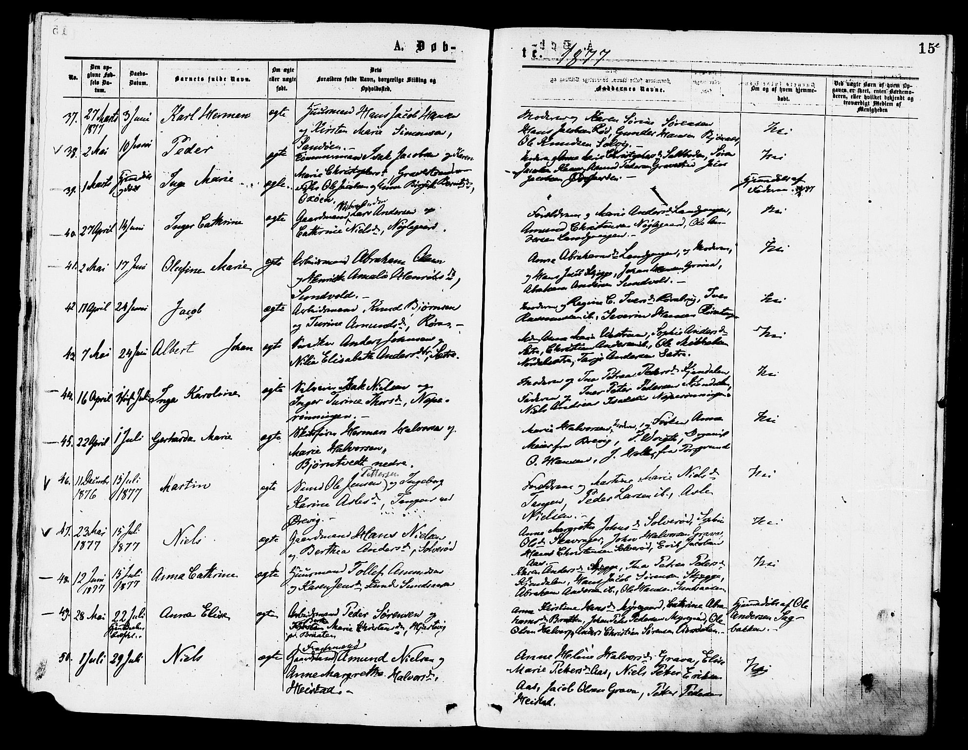 Eidanger kirkebøker, AV/SAKO-A-261/F/Fa/L0011: Ministerialbok nr. 11, 1875-1878, s. 15
