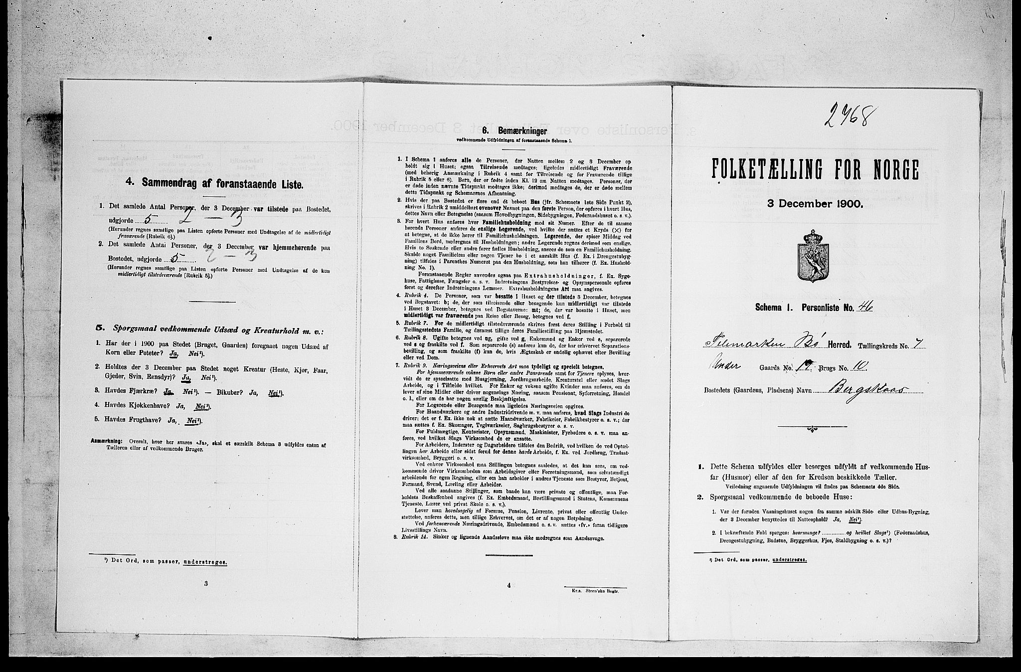 SAKO, Folketelling 1900 for 0821 Bø herred, 1900, s. 808