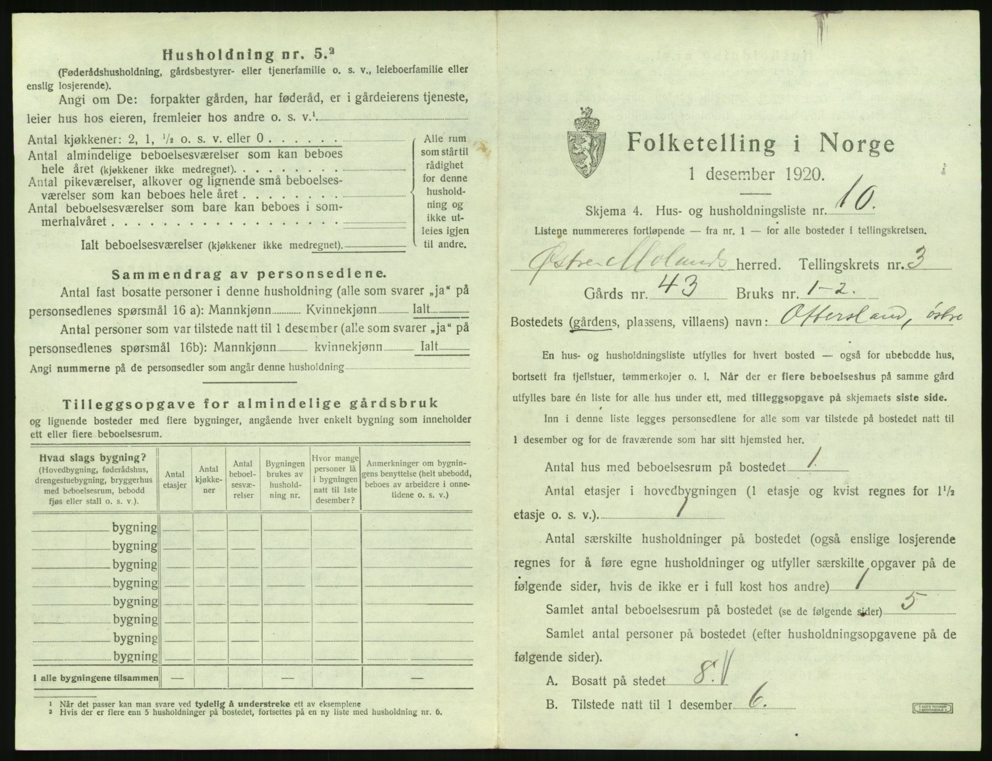 SAK, Folketelling 1920 for 0918 Austre Moland herred, 1920, s. 239