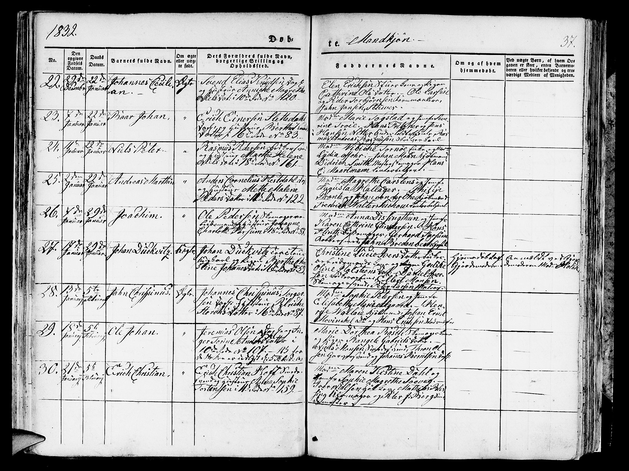 Domkirken sokneprestembete, AV/SAB-A-74801/H/Hab/L0006: Klokkerbok nr. A 6, 1827-1834, s. 37