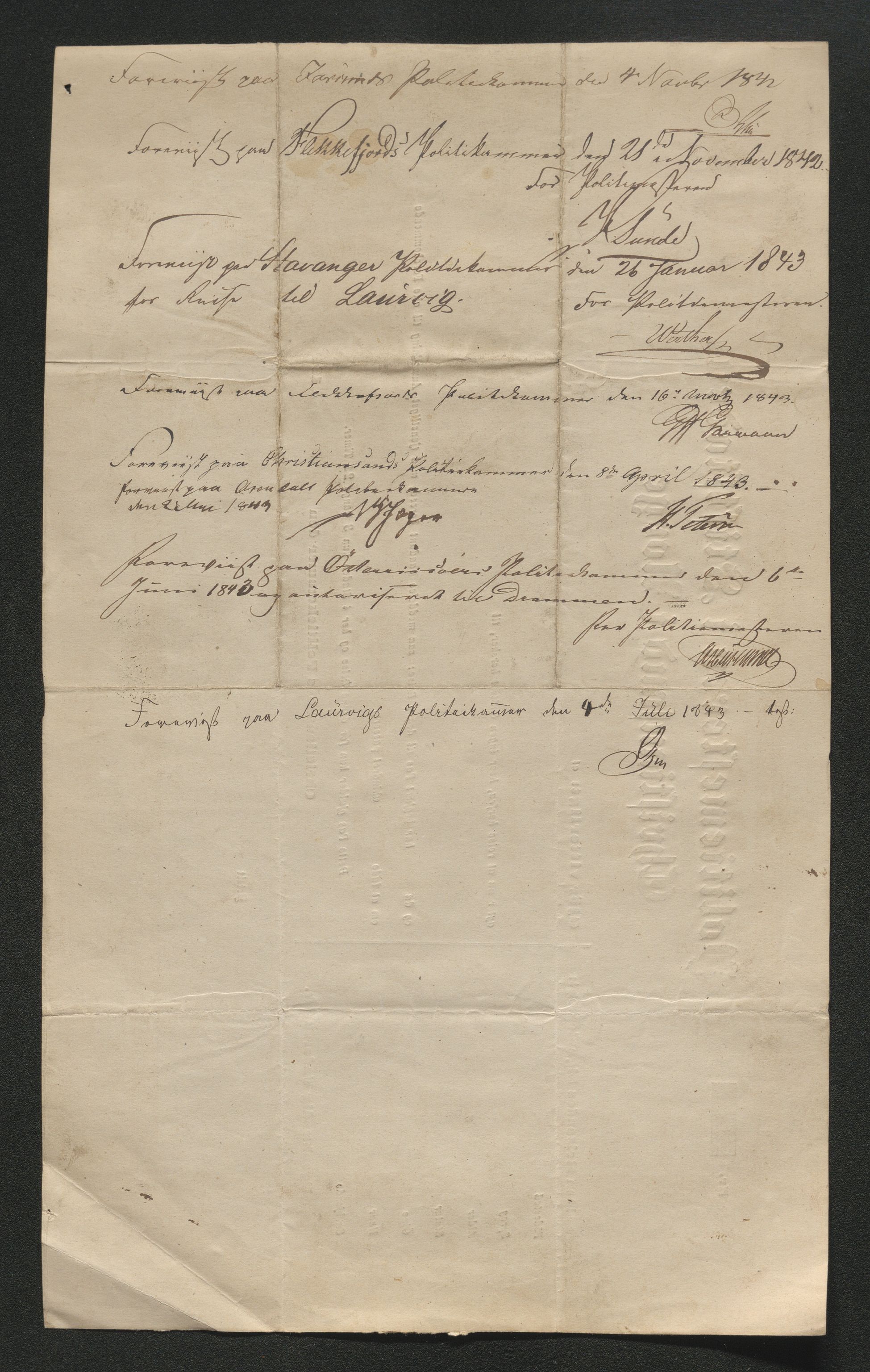 Drammen politikammer, AV/SAKO-A-623/I/Ia/Iab/L0007: Innleverte pass, 1843-1844, s. 193