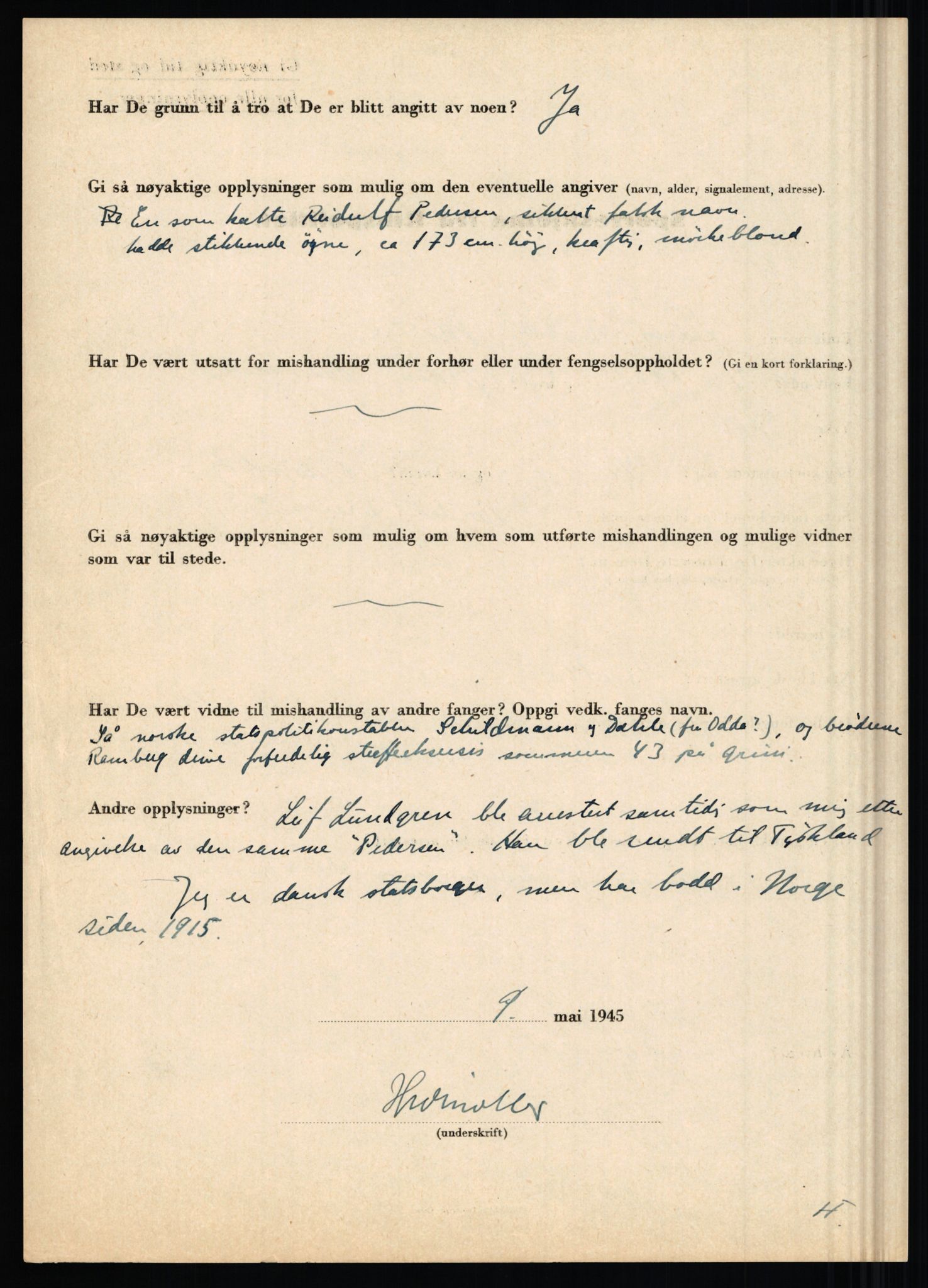 Rikspolitisjefen, AV/RA-S-1560/L/L0012: Mogensen, Øivind - Noraas, Lars, 1940-1945, s. 309