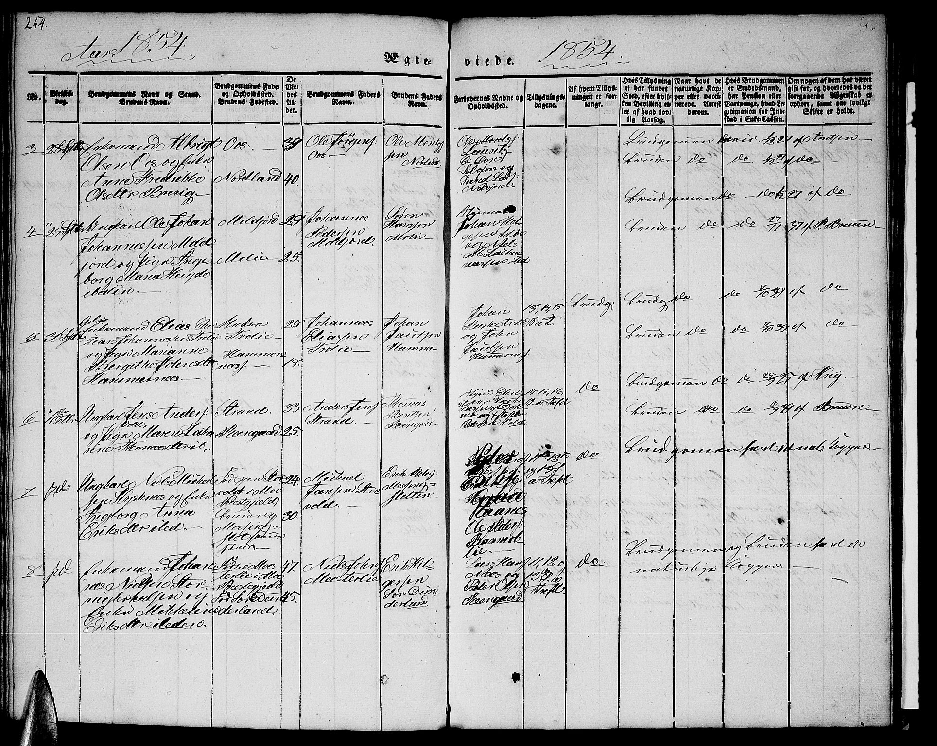 Ministerialprotokoller, klokkerbøker og fødselsregistre - Nordland, AV/SAT-A-1459/846/L0652: Klokkerbok nr. 846C02, 1841-1871, s. 254