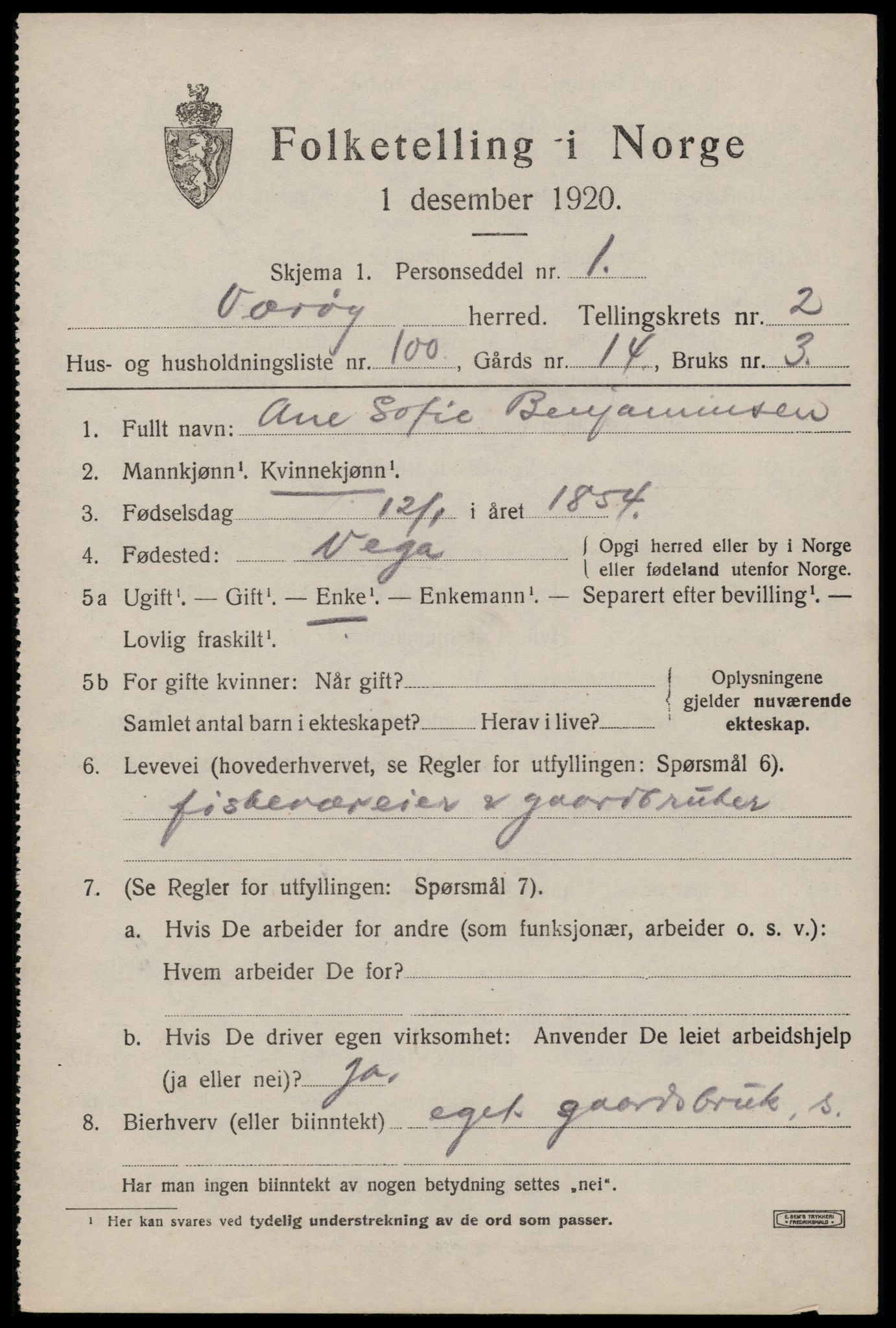 SAT, Folketelling 1920 for 1857 Værøy herred, 1920, s. 2121