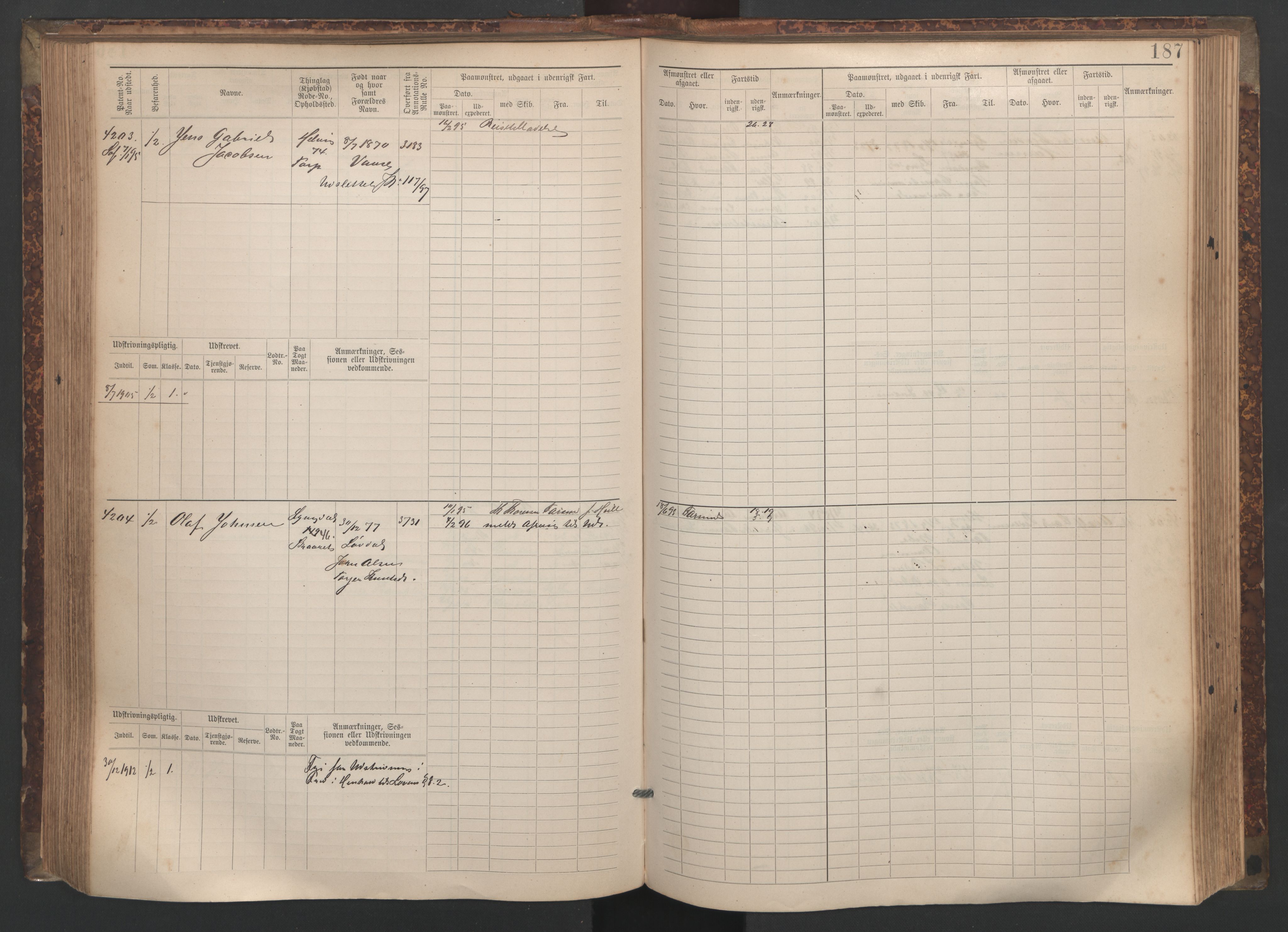 Farsund mønstringskrets, AV/SAK-2031-0017/F/Fb/L0020: Hovedrulle nr 3833-4506, Z-12, 1890-1930, s. 200