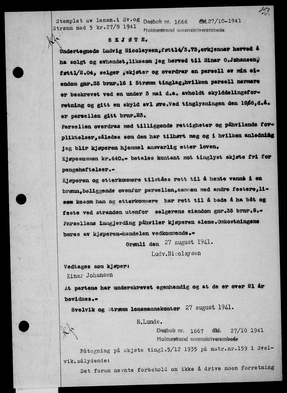 Holmestrand sorenskriveri, SAKO/A-67/G/Ga/Gaa/L0054: Pantebok nr. A-54, 1941-1942, Dagboknr: 1666/1941