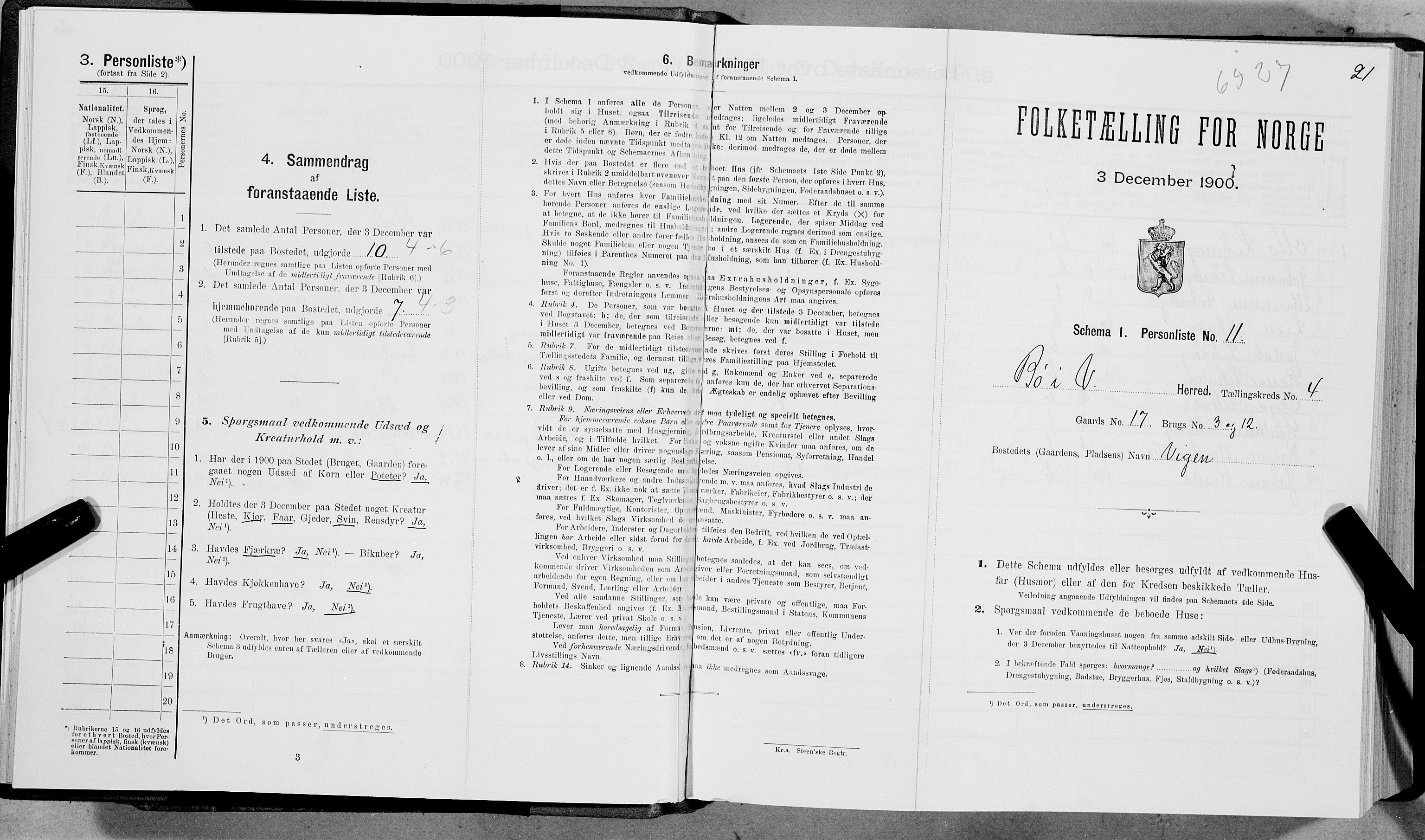 SAT, Folketelling 1900 for 1867 Bø herred, 1900, s. 432