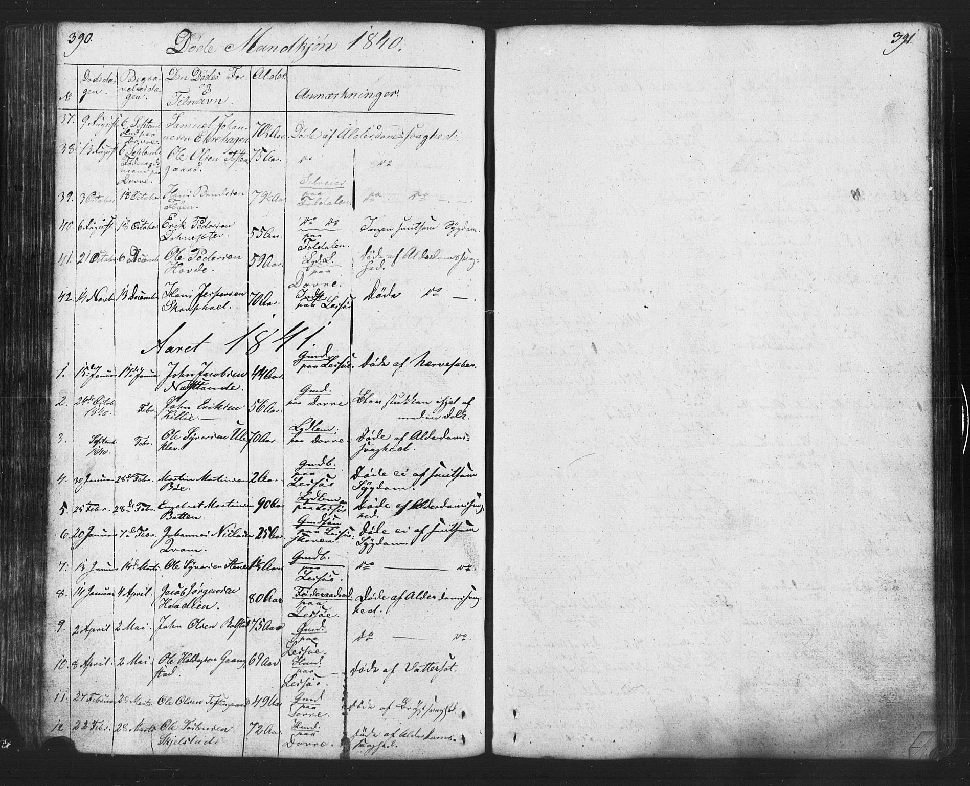Lesja prestekontor, AV/SAH-PREST-068/H/Ha/Hab/L0002: Klokkerbok nr. 2, 1832-1850, s. 390-391